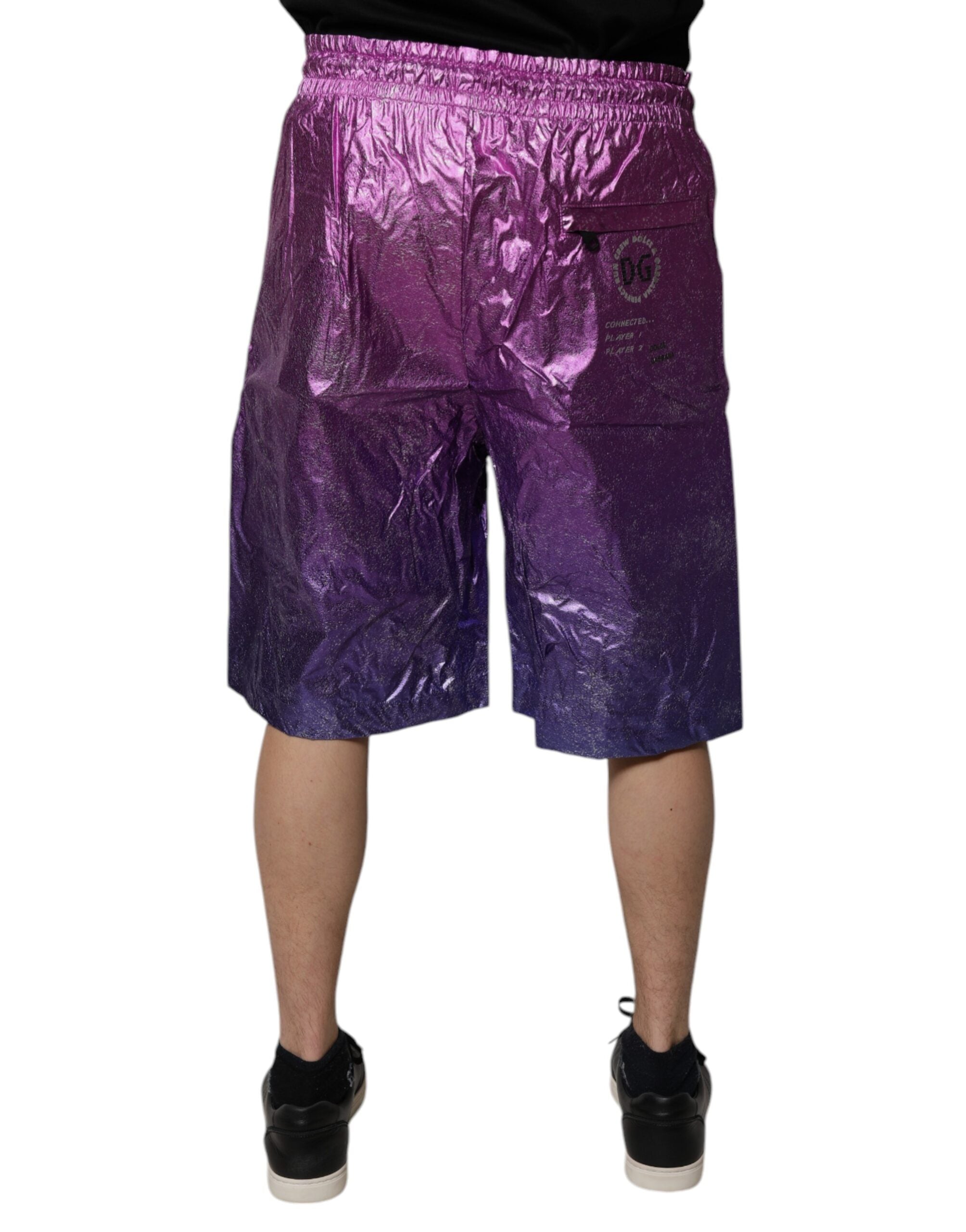 Dolce & Gabbana Metallic Pink Purple Two Tone Bermuda Shorts - ACCEXO