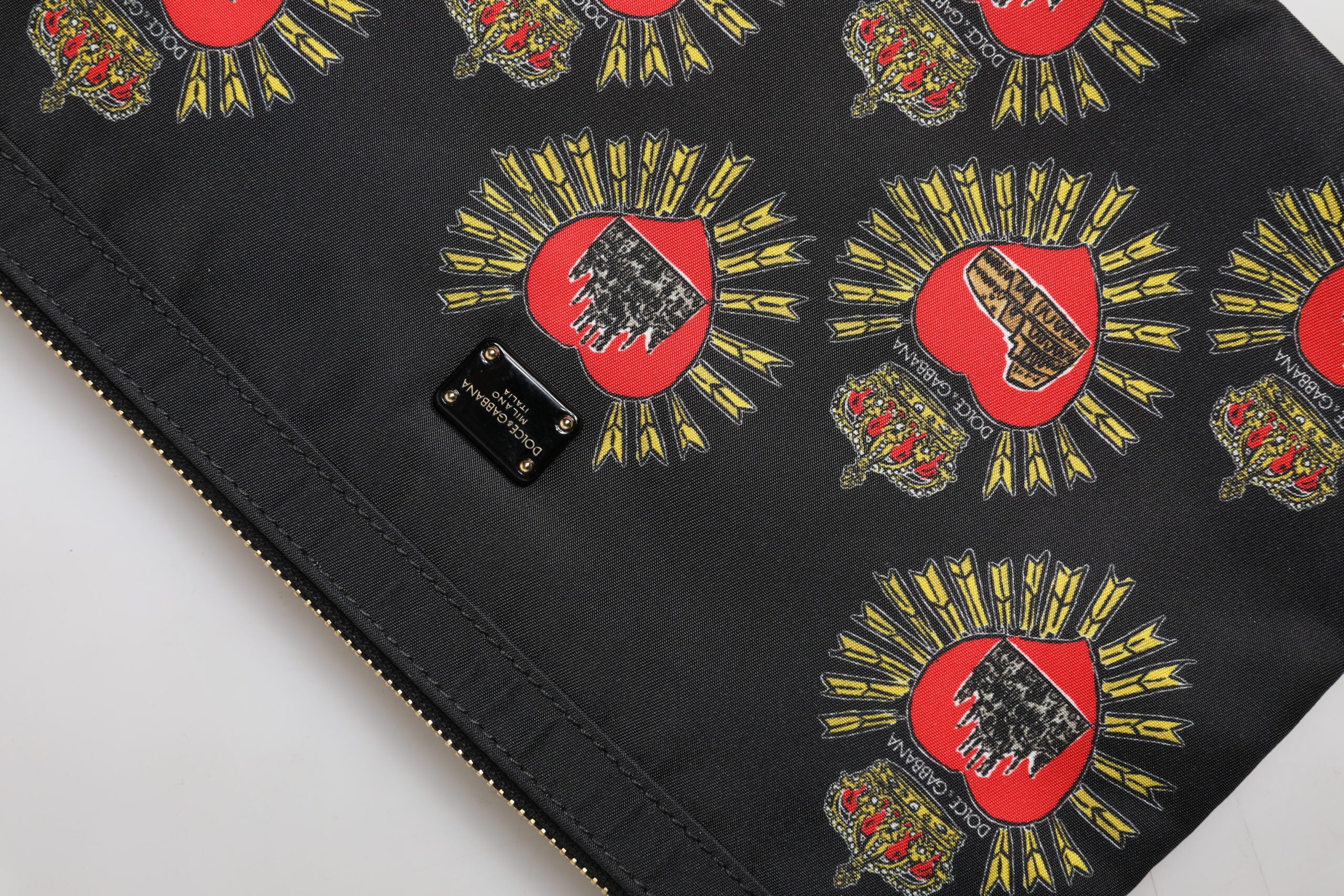 Dolce & Gabbana Black Red Nylon Sacred Heart Clutch Pouch Bag - ACCEXO