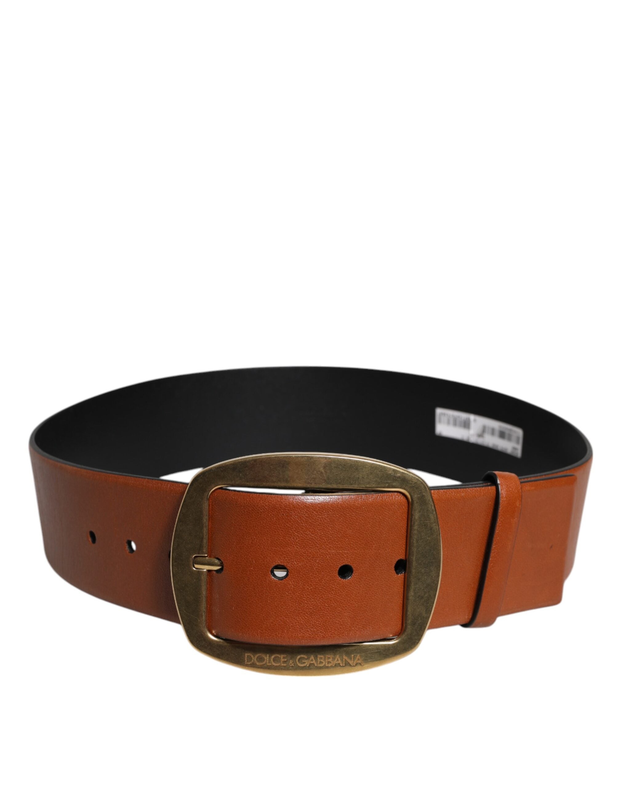 Dolce & Gabbana Brown Leather Gold Metal Buckle Classic Belt - ACCEXO