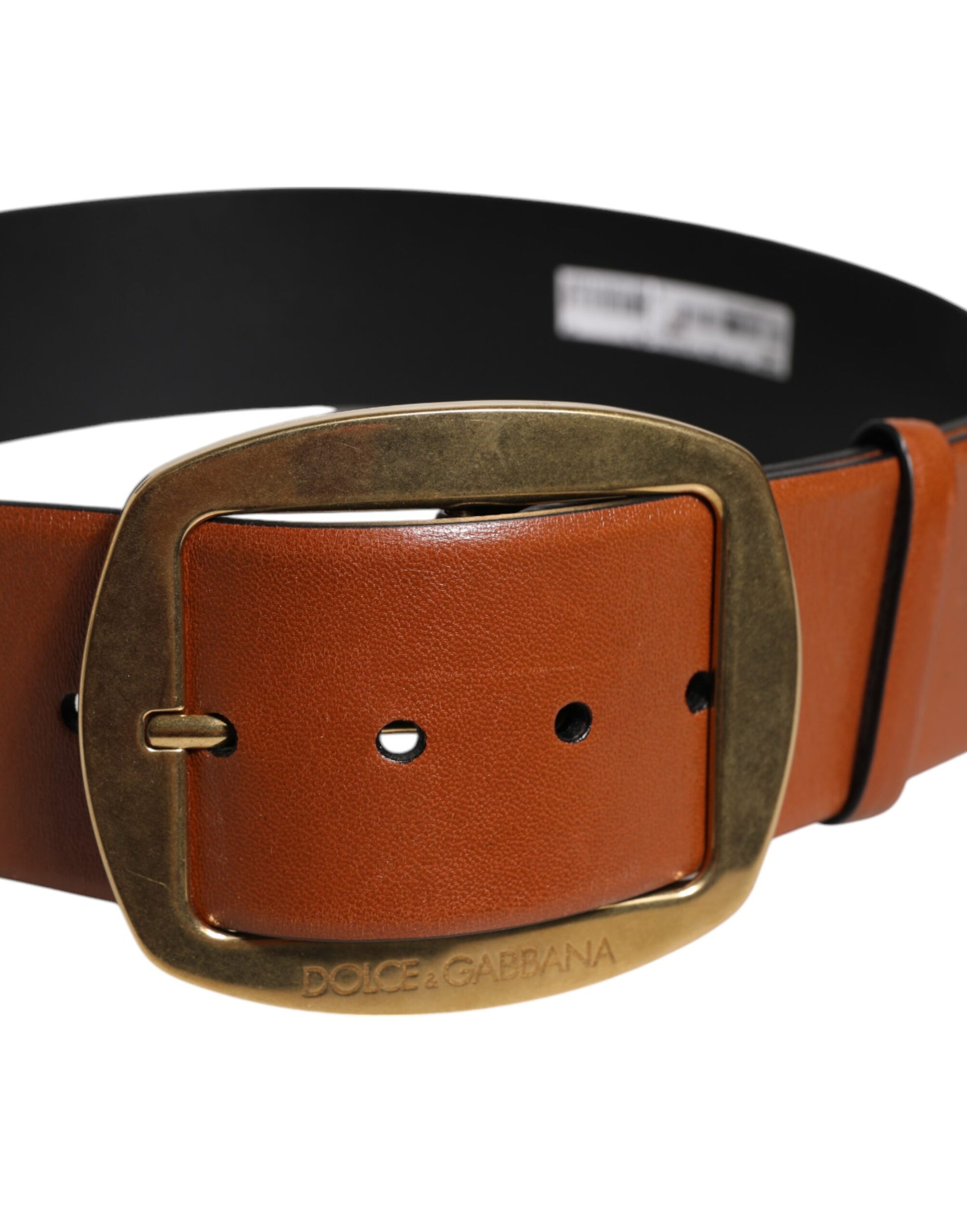 Dolce & Gabbana Brown Leather Gold Metal Buckle Classic Belt - ACCEXO