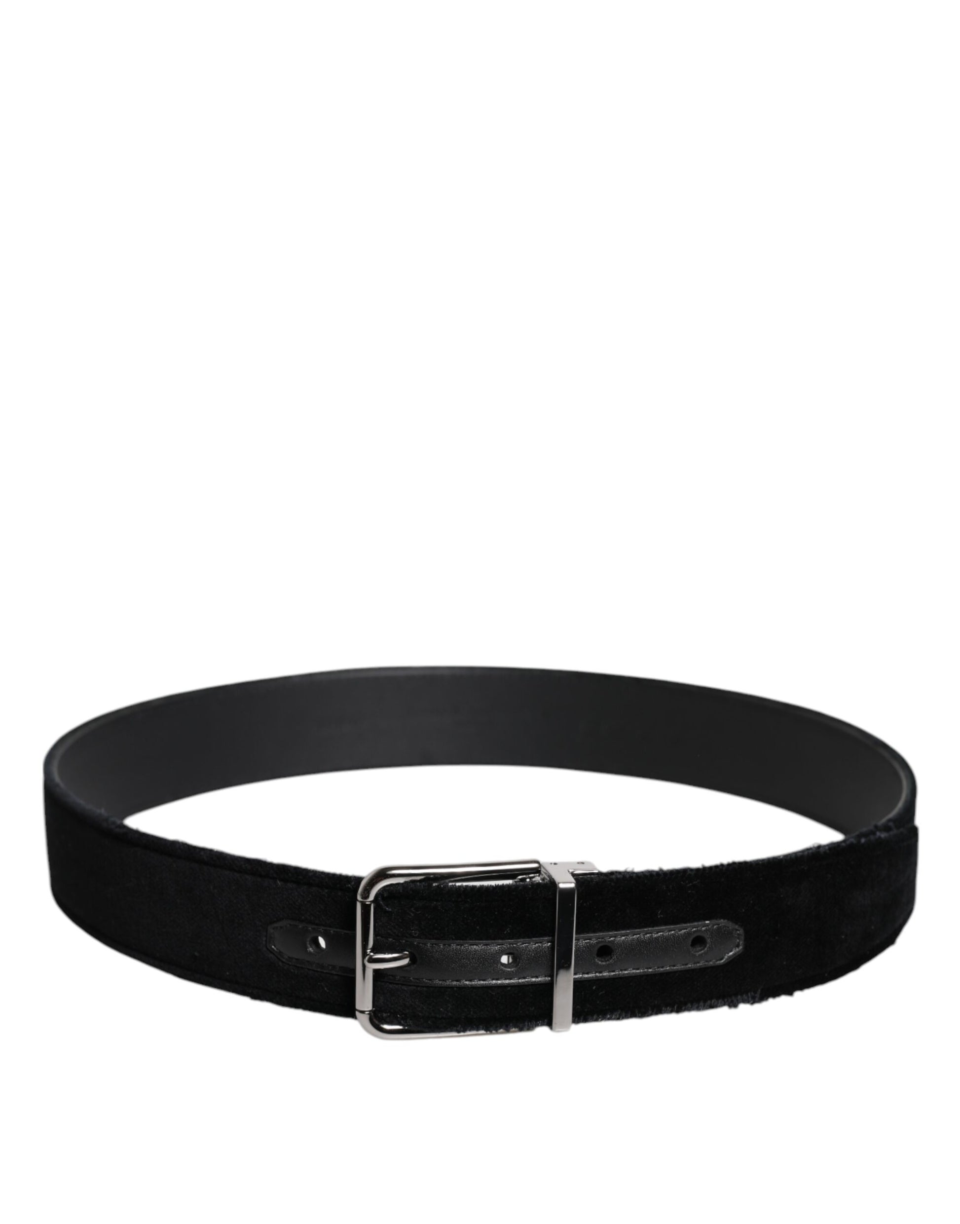 Dolce & Gabbana Black Cotton Silver Tone Metal Buckle Belt - ACCEXO