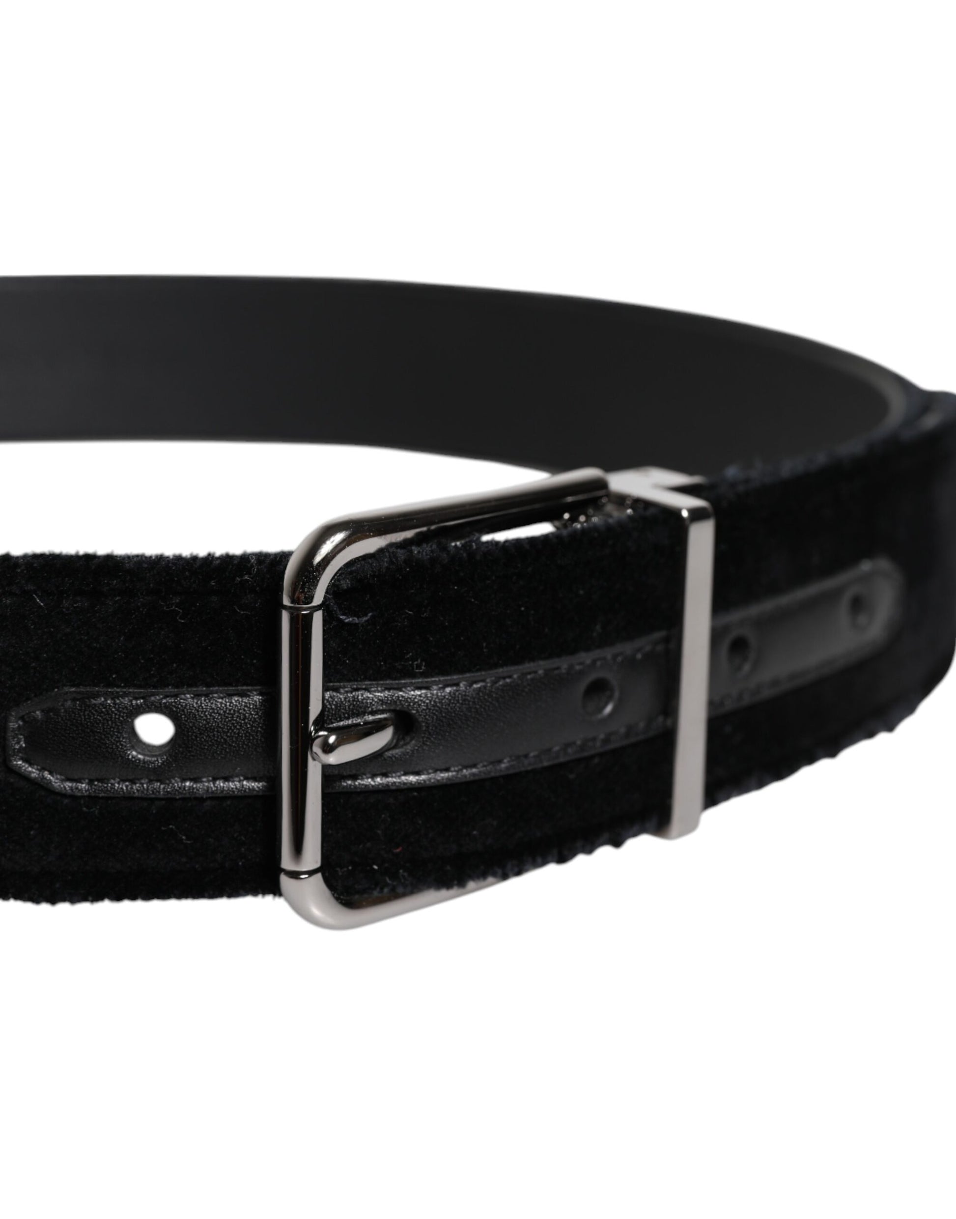 Dolce & Gabbana Black Cotton Silver Tone Metal Buckle Belt - ACCEXO