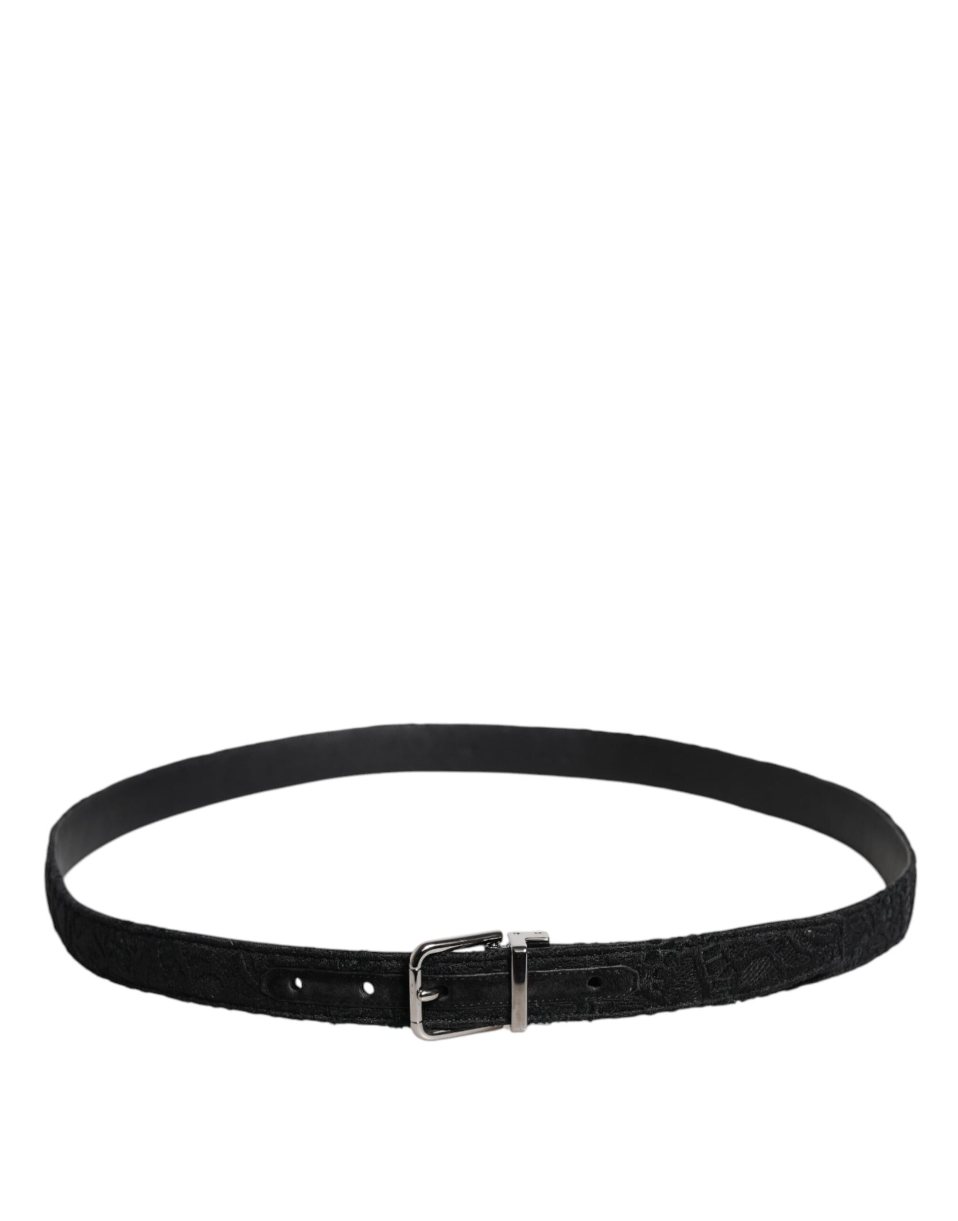 Dolce & Gabbana Black Cotton Blend Silver Metal Buckle Belt - ACCEXO