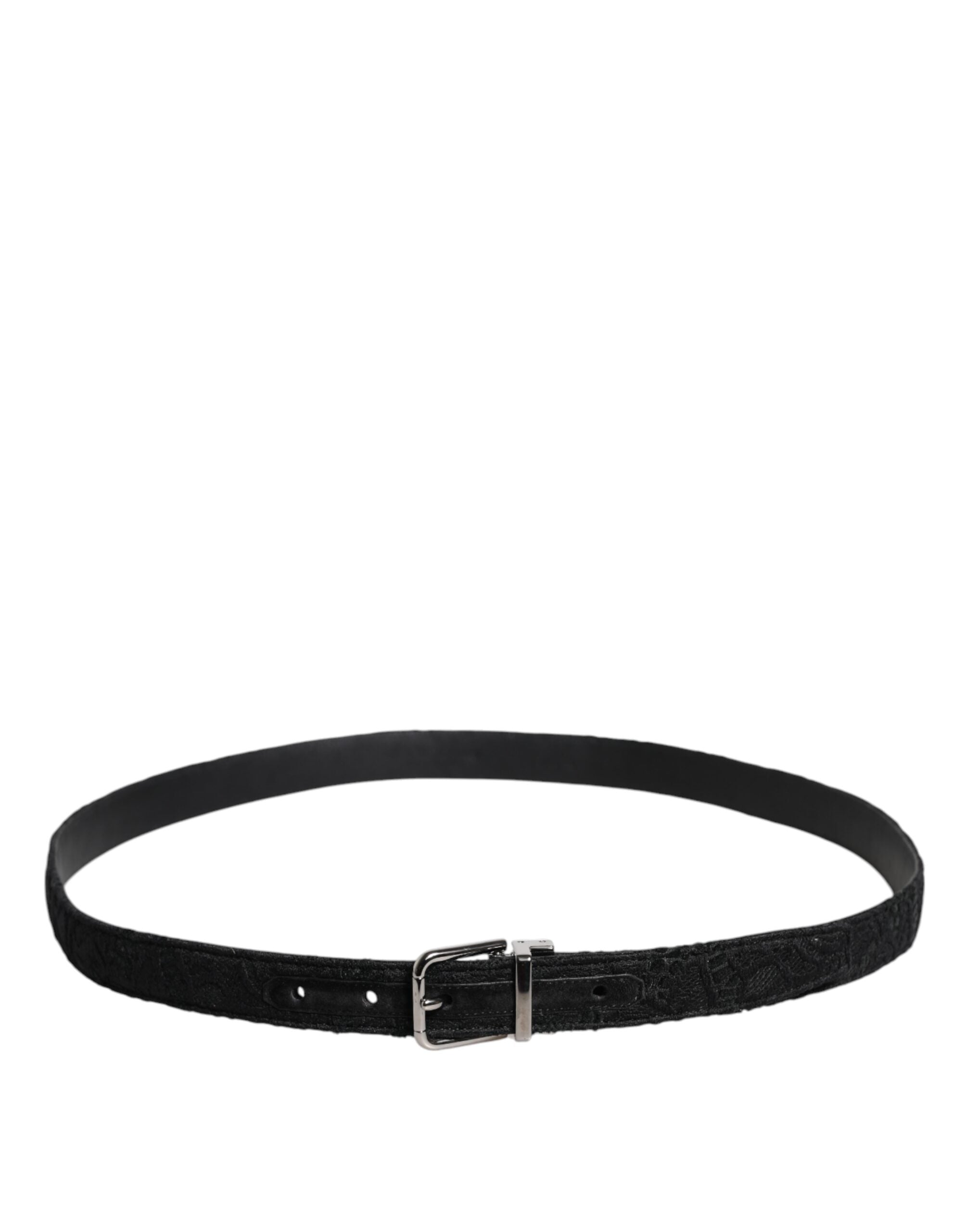 Dolce & Gabbana Black Cotton Blend Silver Metal Buckle Belt - ACCEXO