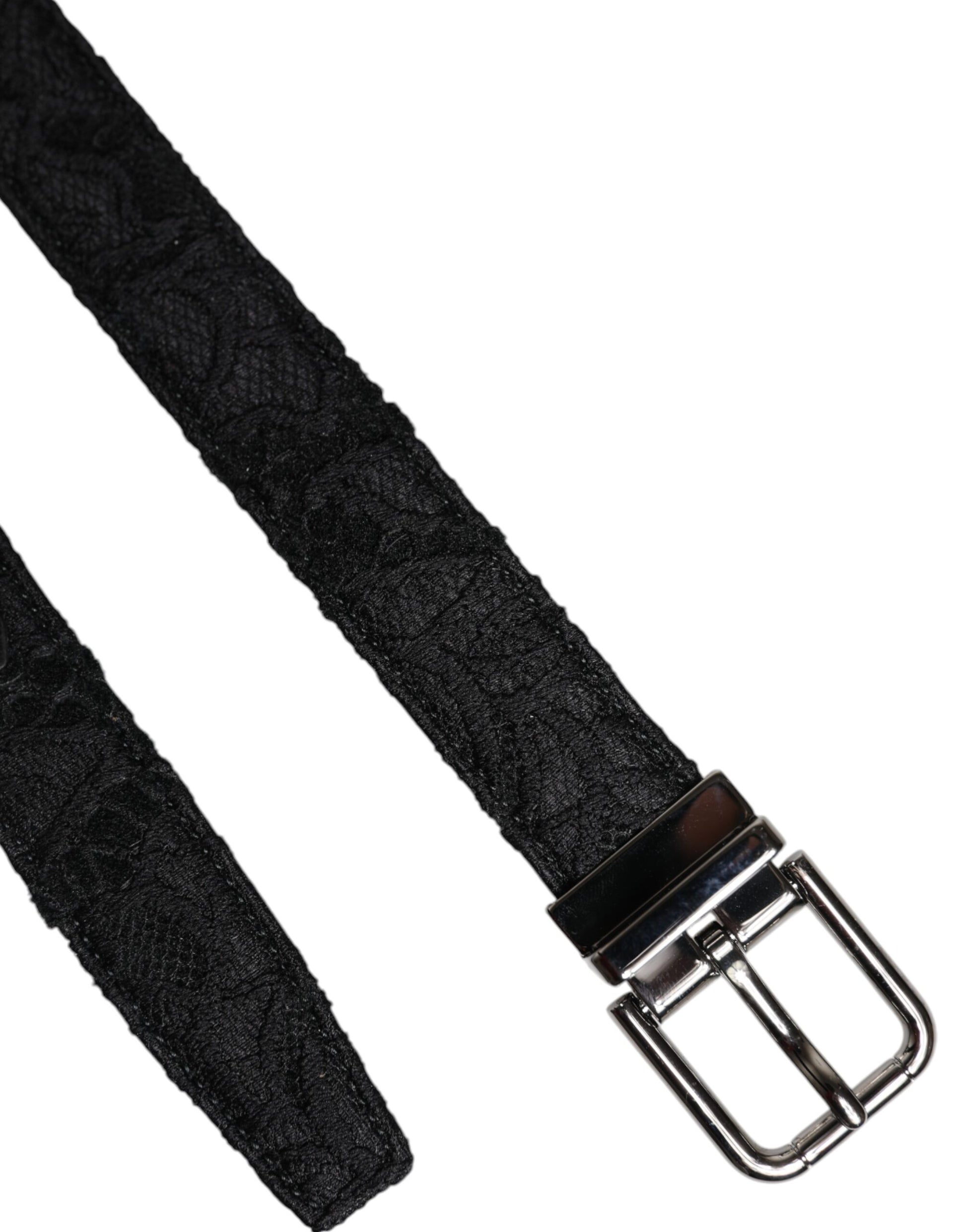 Dolce & Gabbana Black Cotton Blend Silver Metal Buckle Belt - ACCEXO