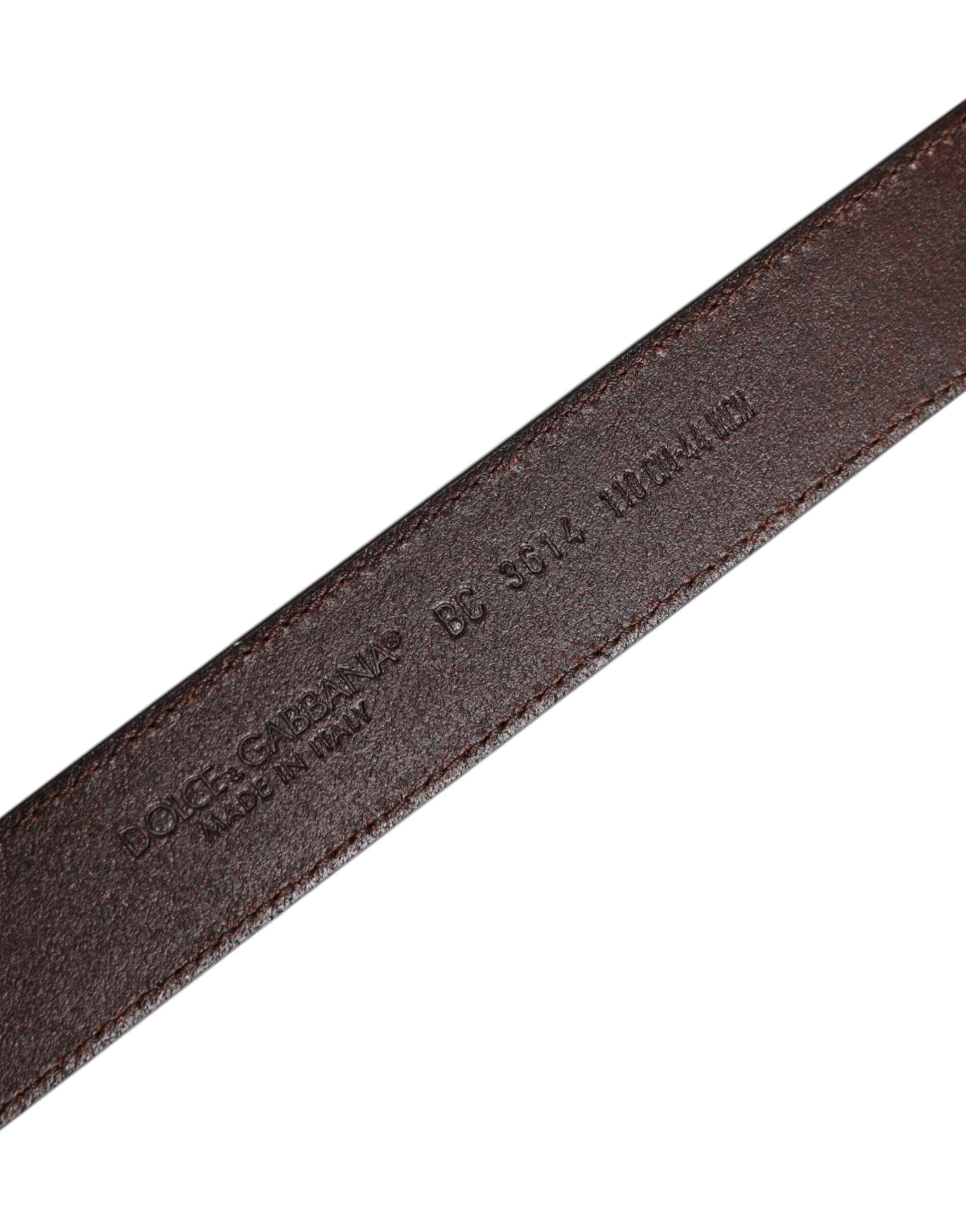 Dolce & Gabbana Brown Leather Silver Metal Buckle Belt - ACCEXO