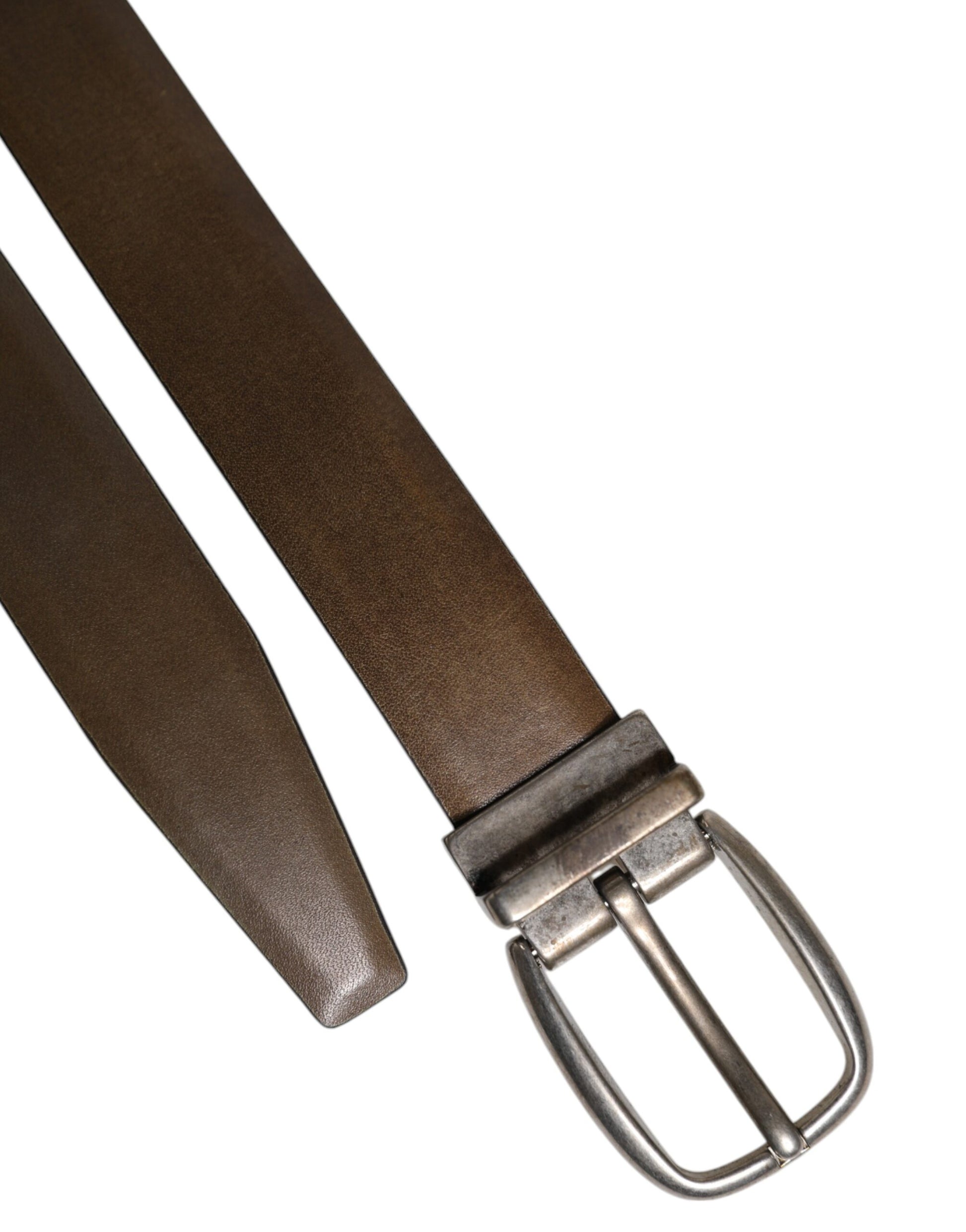 Dolce & Gabbana Brown Leather Classic Metal Logo Buckle Belt - ACCEXO
