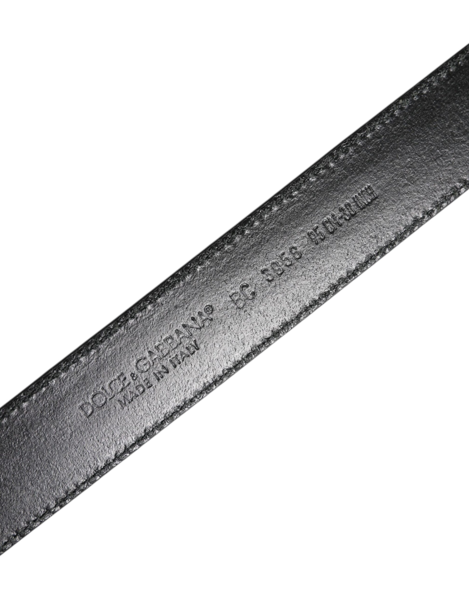 Dolce & Gabbana Black Brown Leather Classic Metal Buckle Belt - ACCEXO