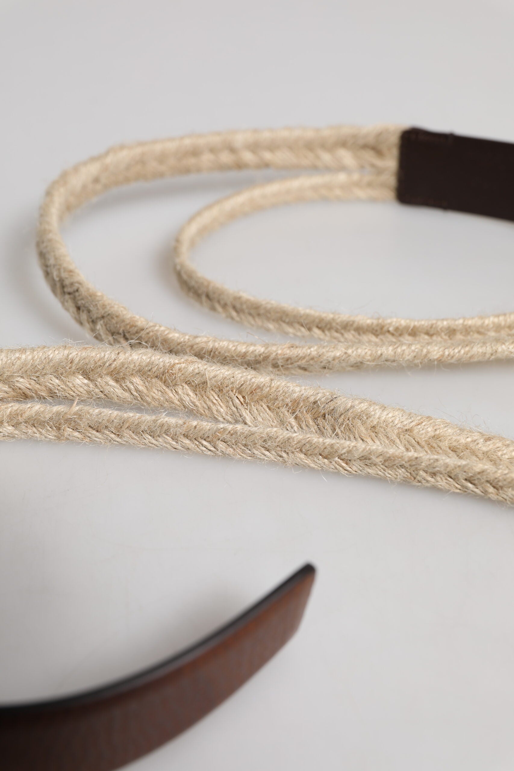 Dolce & Gabbana Brown Jute Leather Woven Metal Buckle Belt - ACCEXO