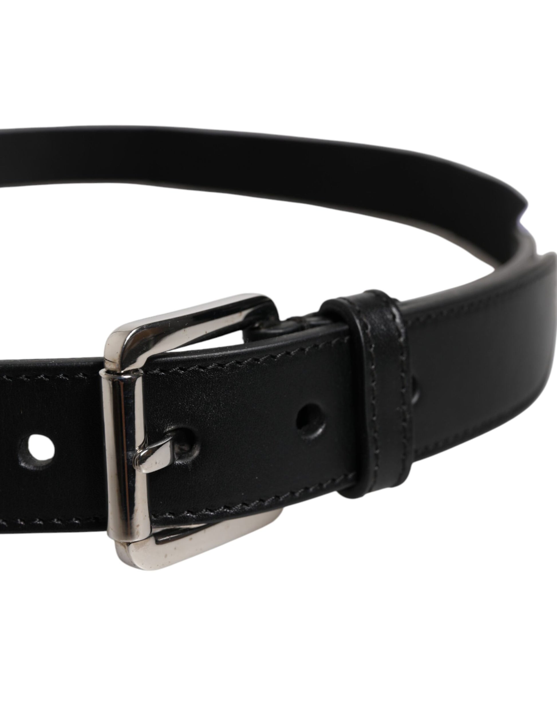 Dolce & Gabbana Black White Printed Metal Logo Buckle Belt - ACCEXO