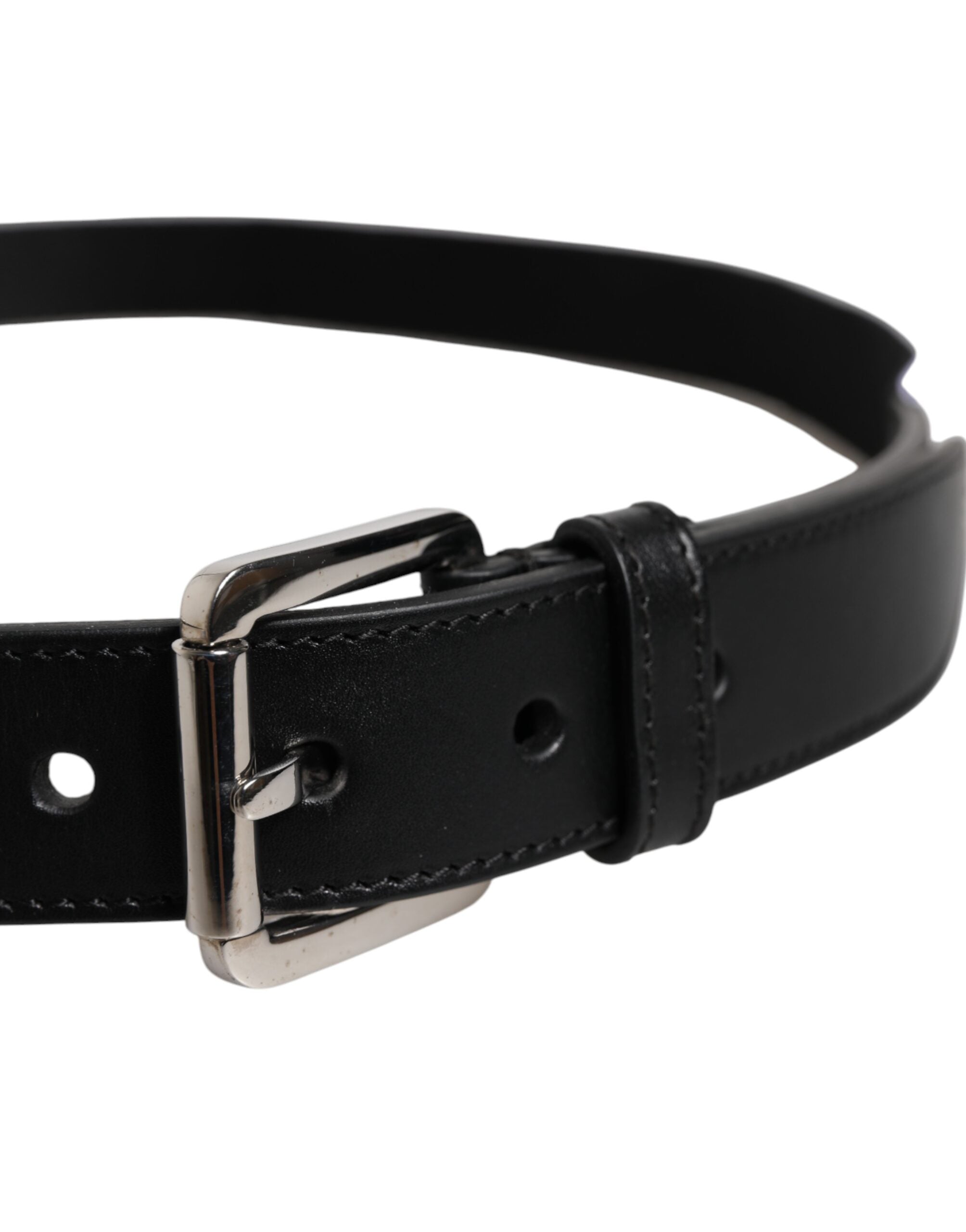 Dolce & Gabbana Black White Printed Metal Logo Buckle Belt - ACCEXO