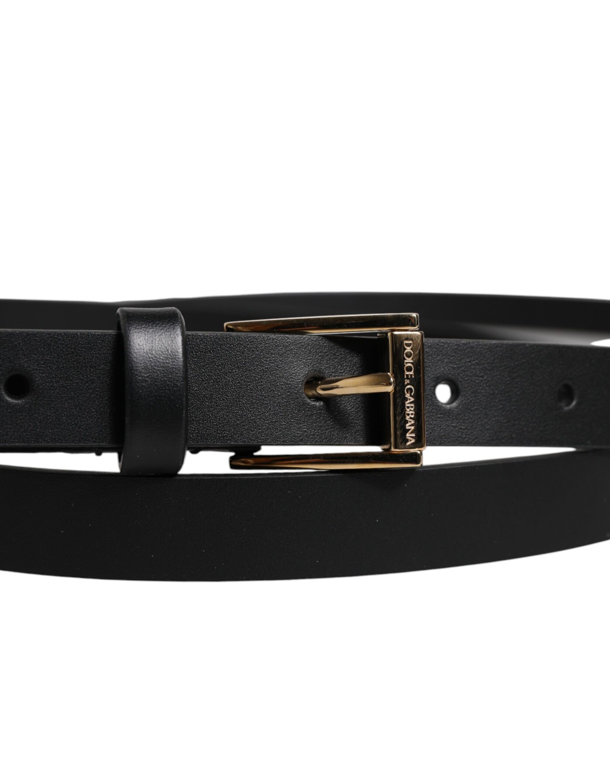 Dolce & Gabbana Black Calfskin Classic Metal Logo Buckle Belt - ACCEXO