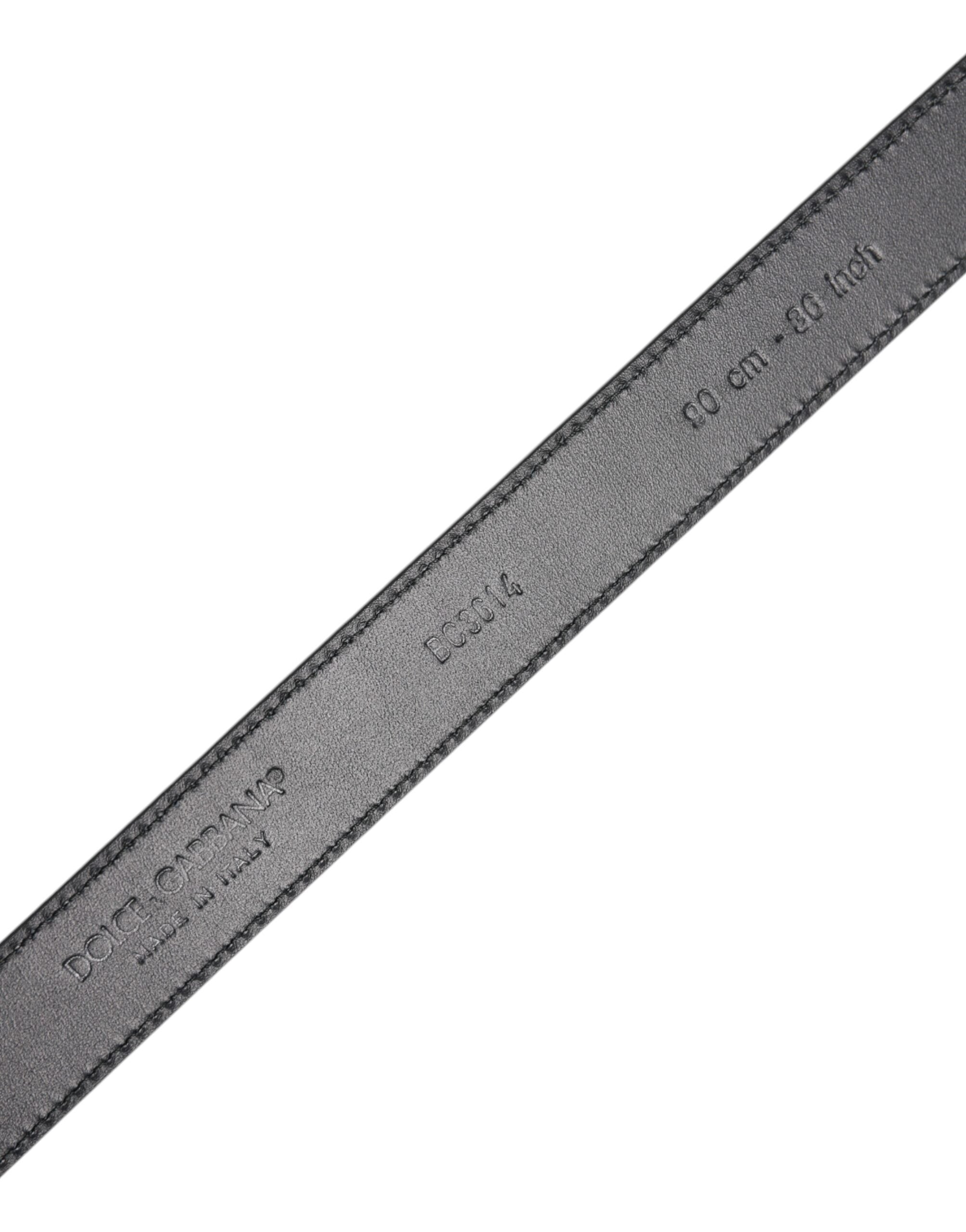 Dolce & Gabbana Black Calf Leather Classic Metal Buckle Belt - ACCEXO
