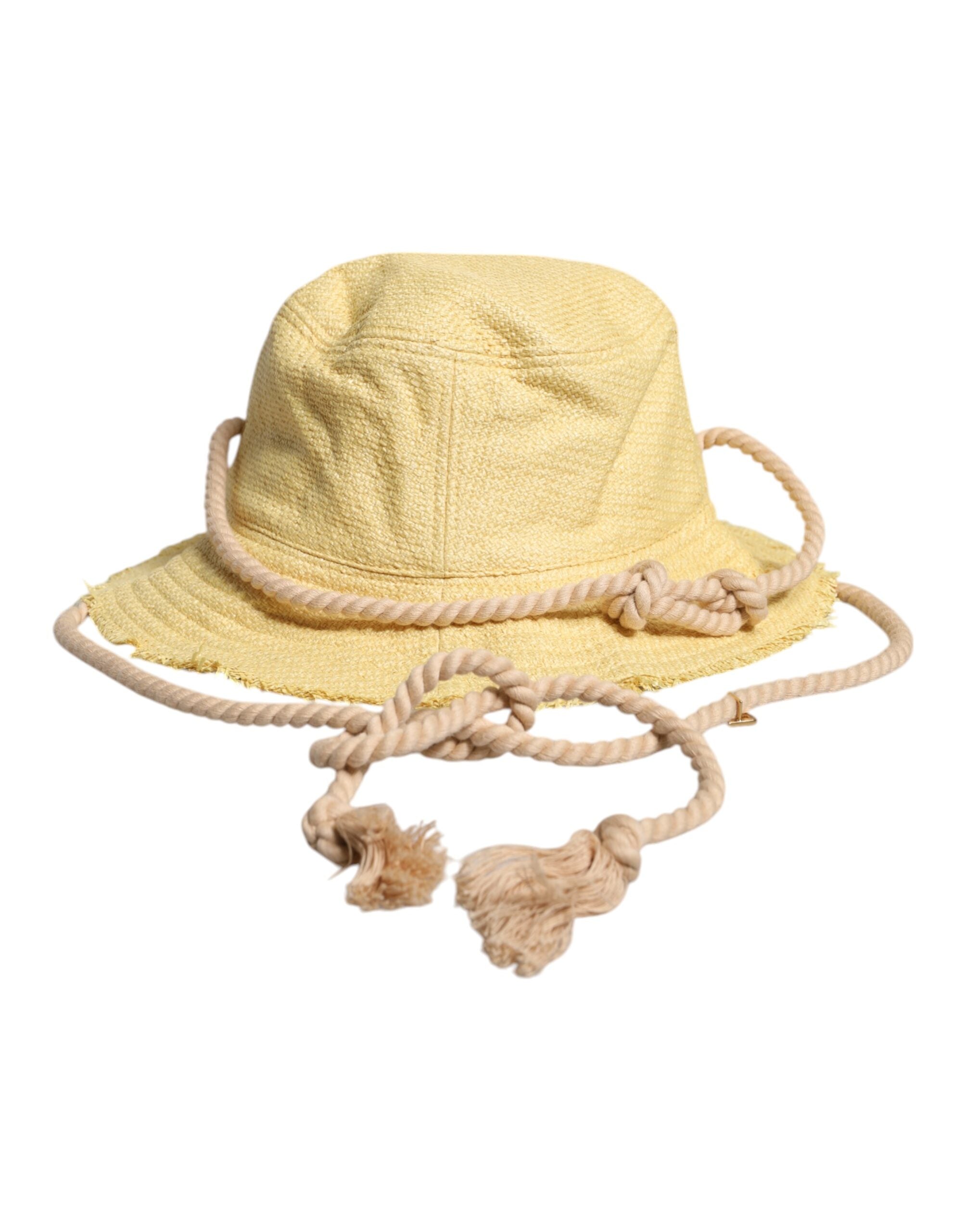 Dolce & Gabbana Yellow Cotton Wide Brim Bucket - ACCEXO