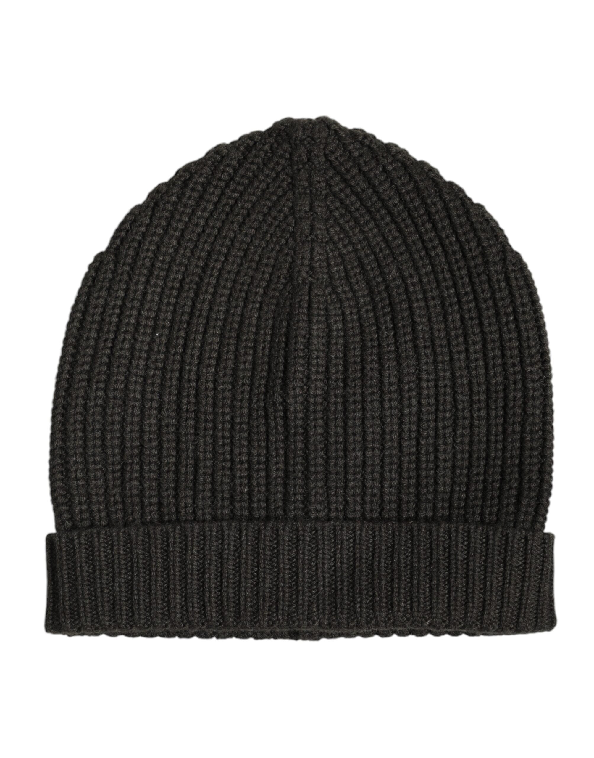 Dolce & Gabbana Dark Gray Cashmere Knit Winter Beanie Hat - ACCEXO