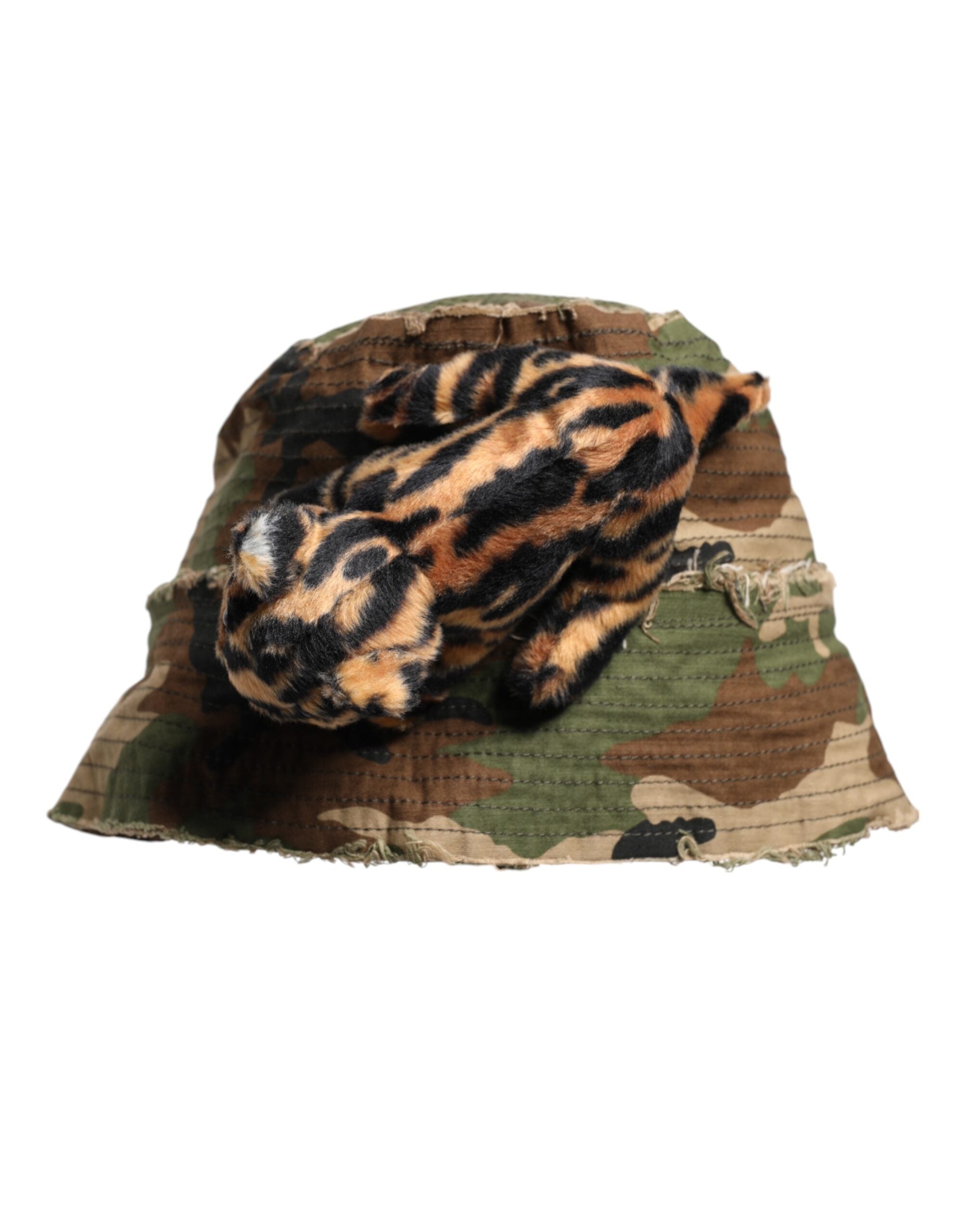 Dolce & Gabbana Multicolor Leopard Embellish Wide Brim Bucket Hat - ACCEXO