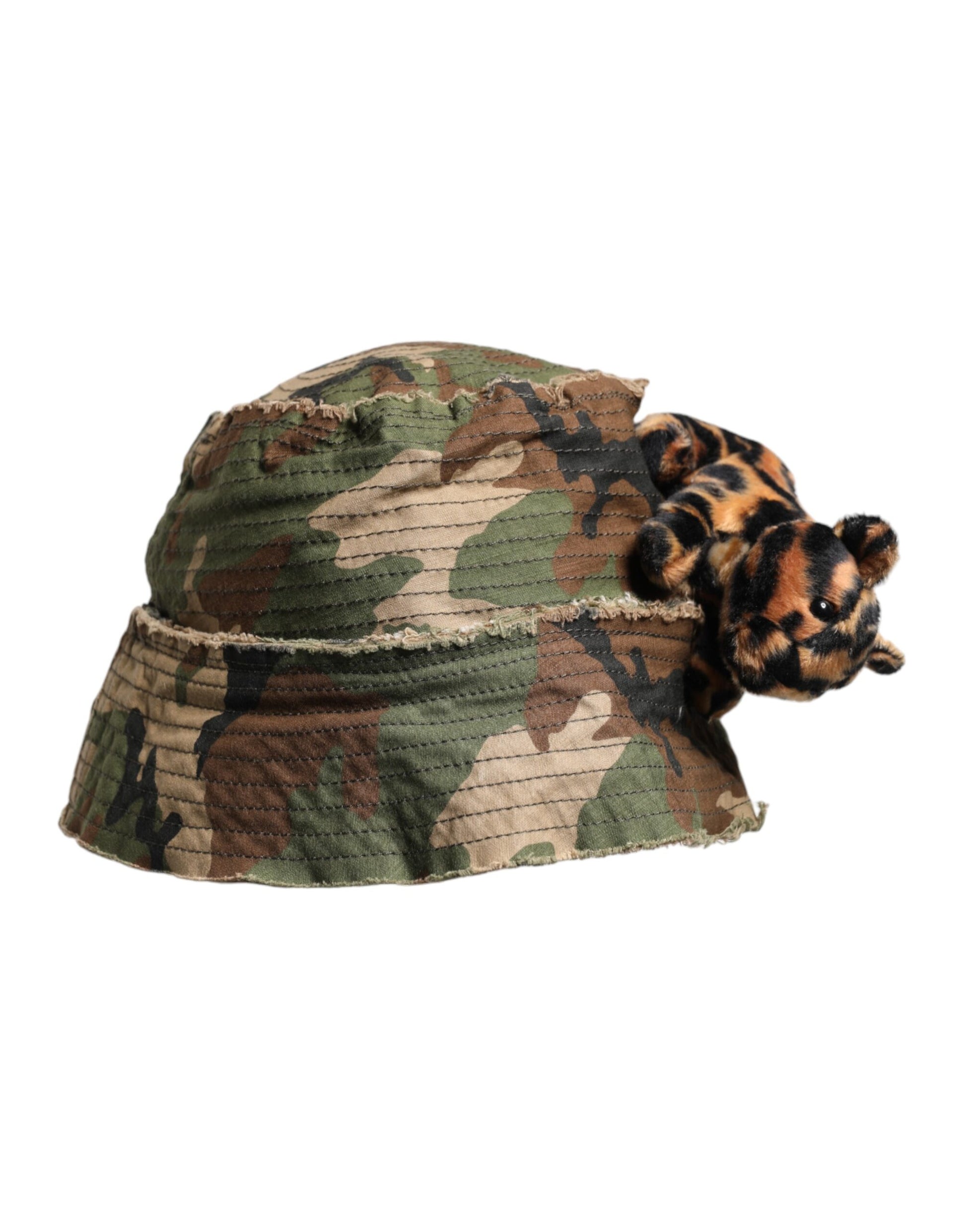 Dolce & Gabbana Multicolor Leopard Embellish Wide Brim Bucket Hat - ACCEXO