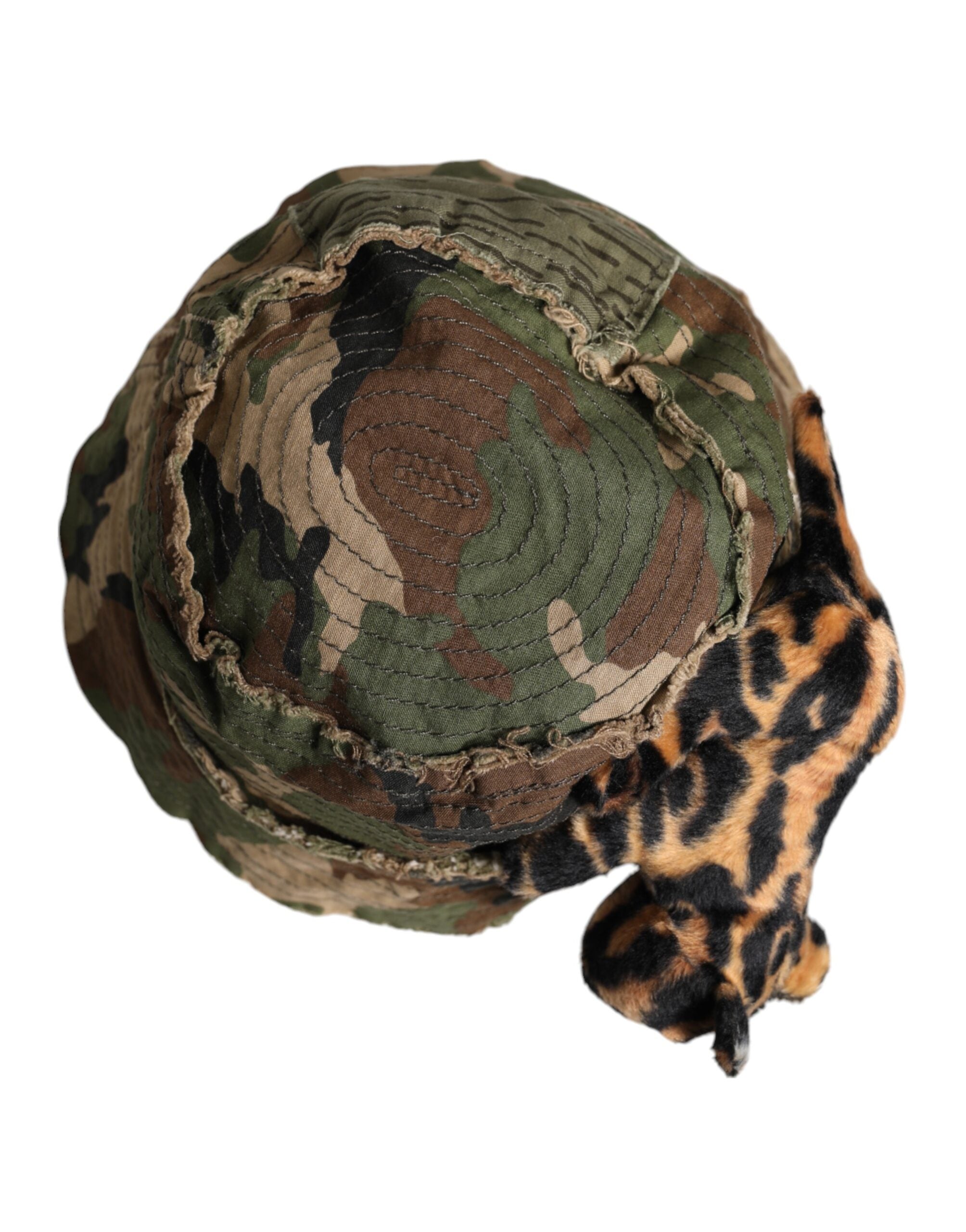 Dolce & Gabbana Multicolor Leopard Embellish Wide Brim Bucket Hat - ACCEXO