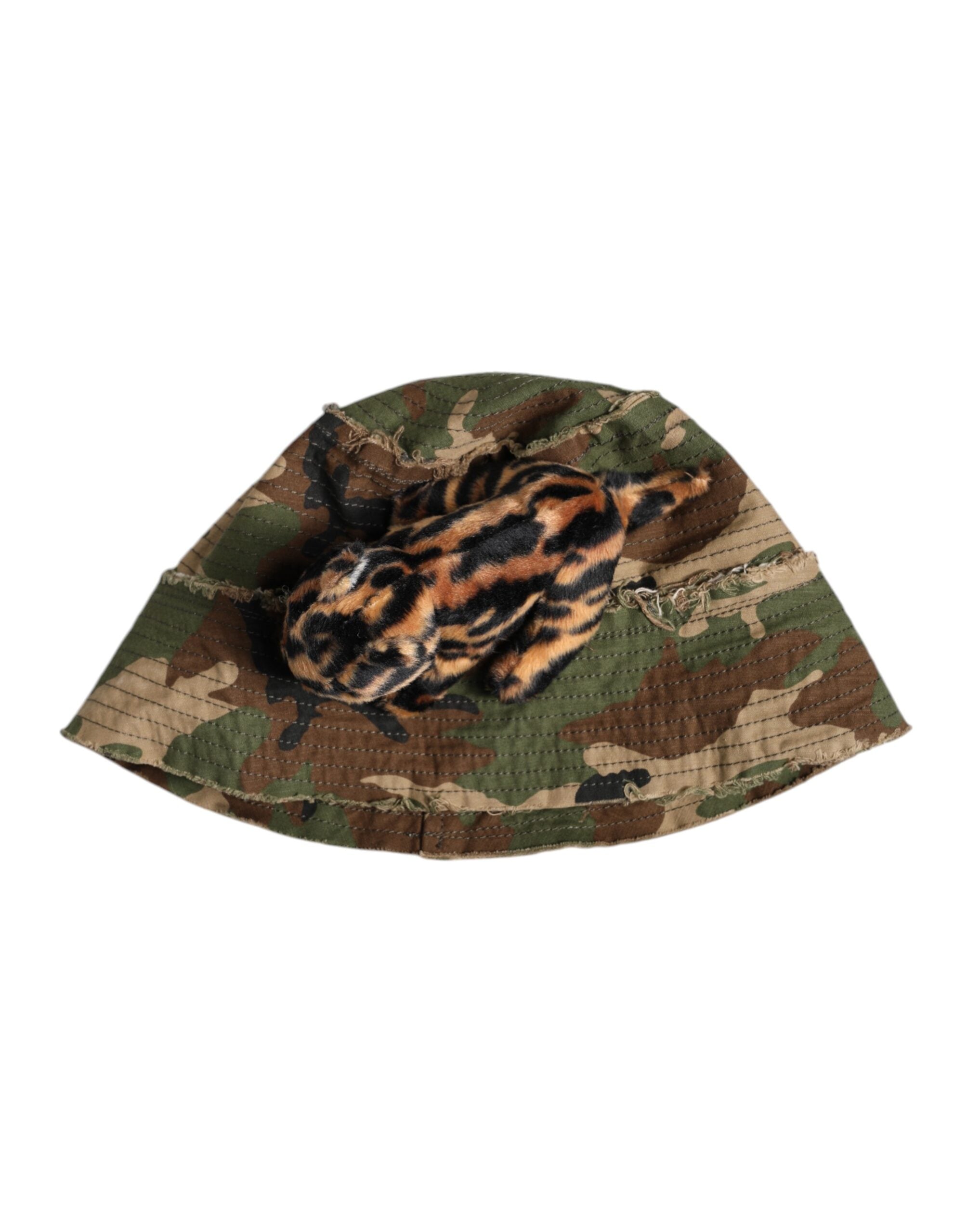 Dolce & Gabbana Multicolor Leopard Embellish Wide Brim Bucket Hat - ACCEXO