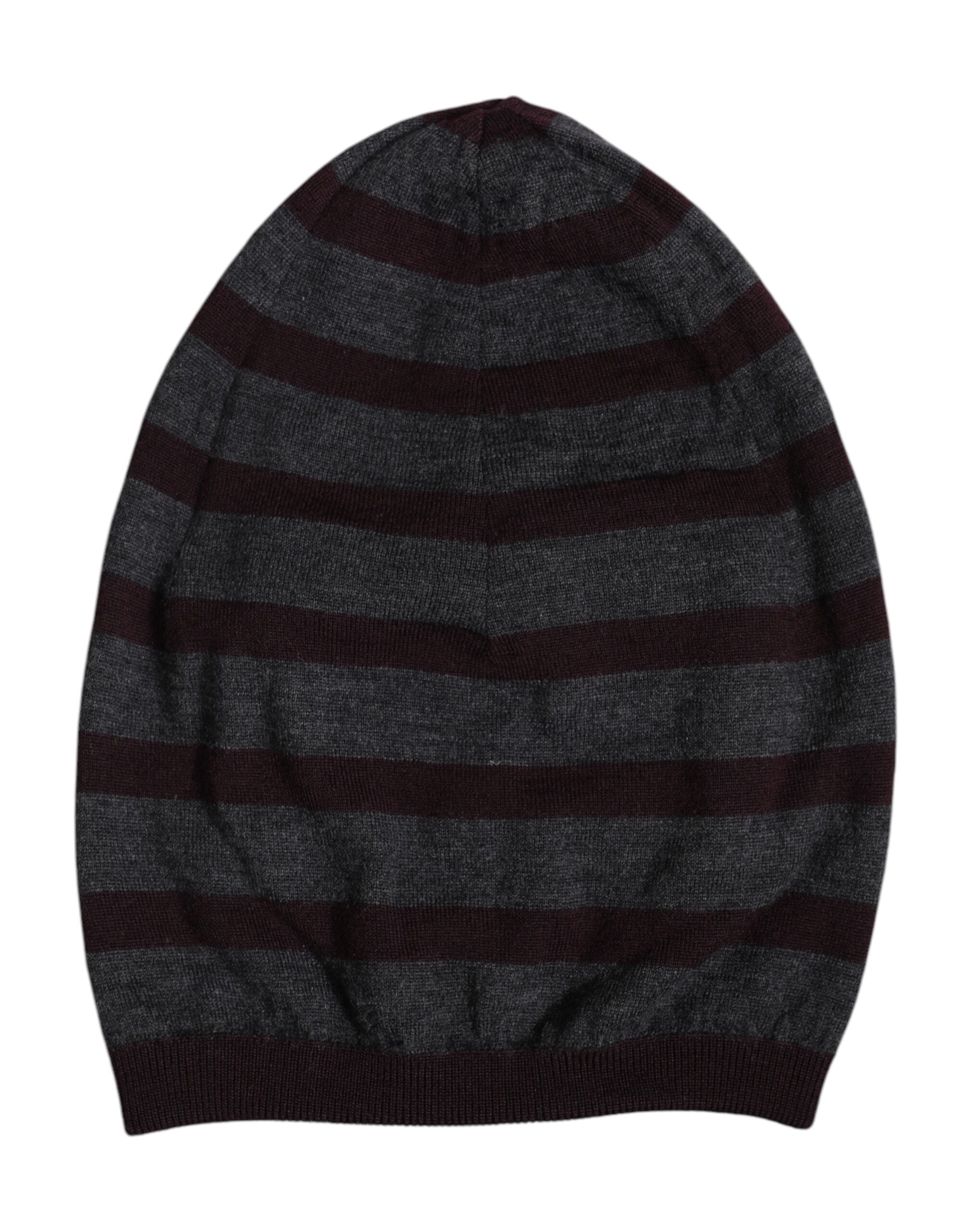 Dolce & Gabbana Gray Striped Wool Knitted Winter Beanie Hat - ACCEXO