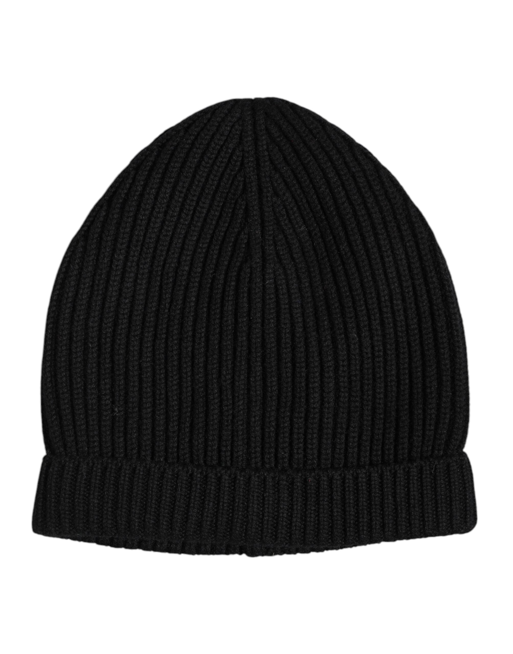 Dolce & Gabbana Black Cashmere Knitted Winter Beanie Hat - ACCEXO