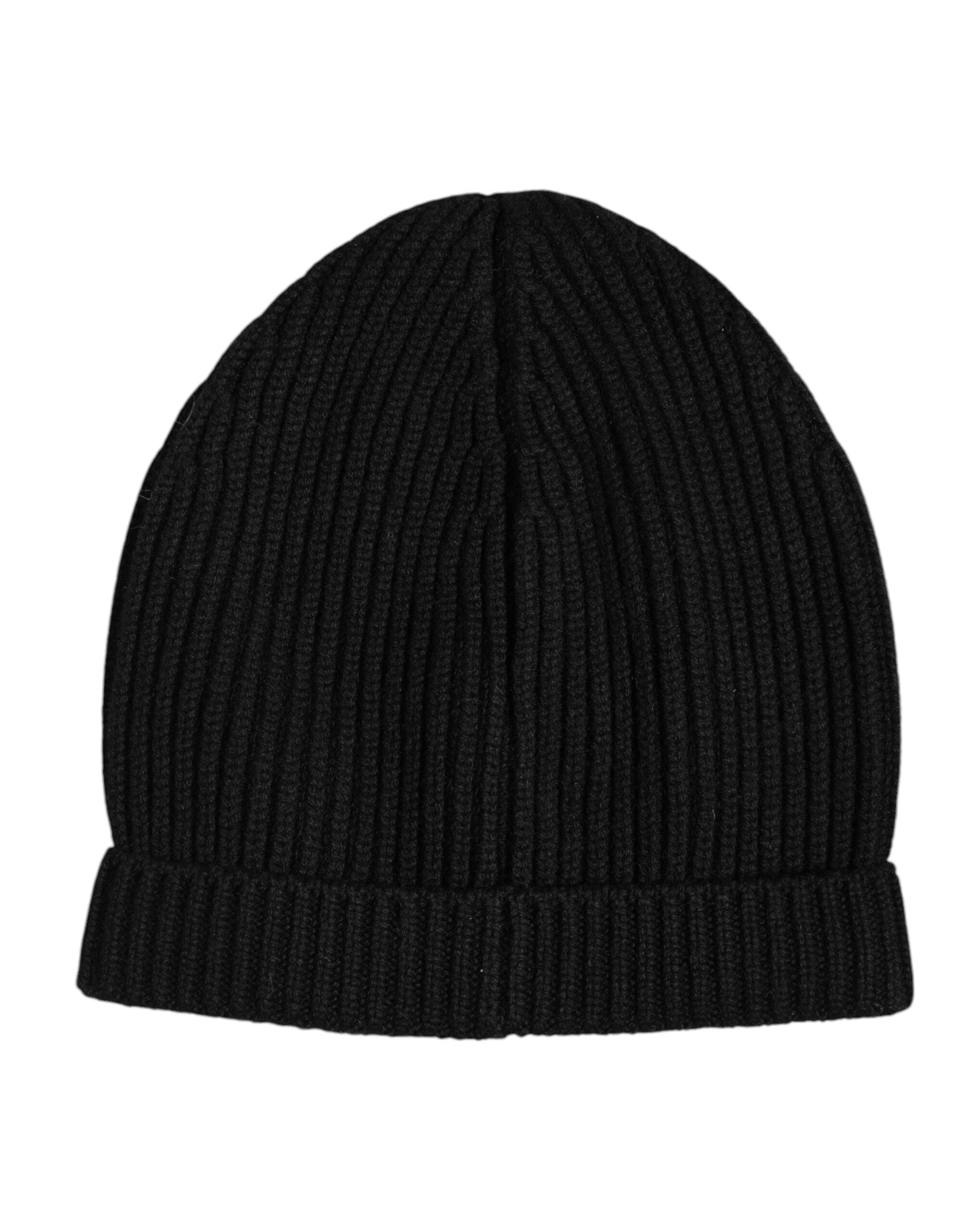 Dolce & Gabbana Black Cashmere Knitted Winter Beanie Hat - ACCEXO