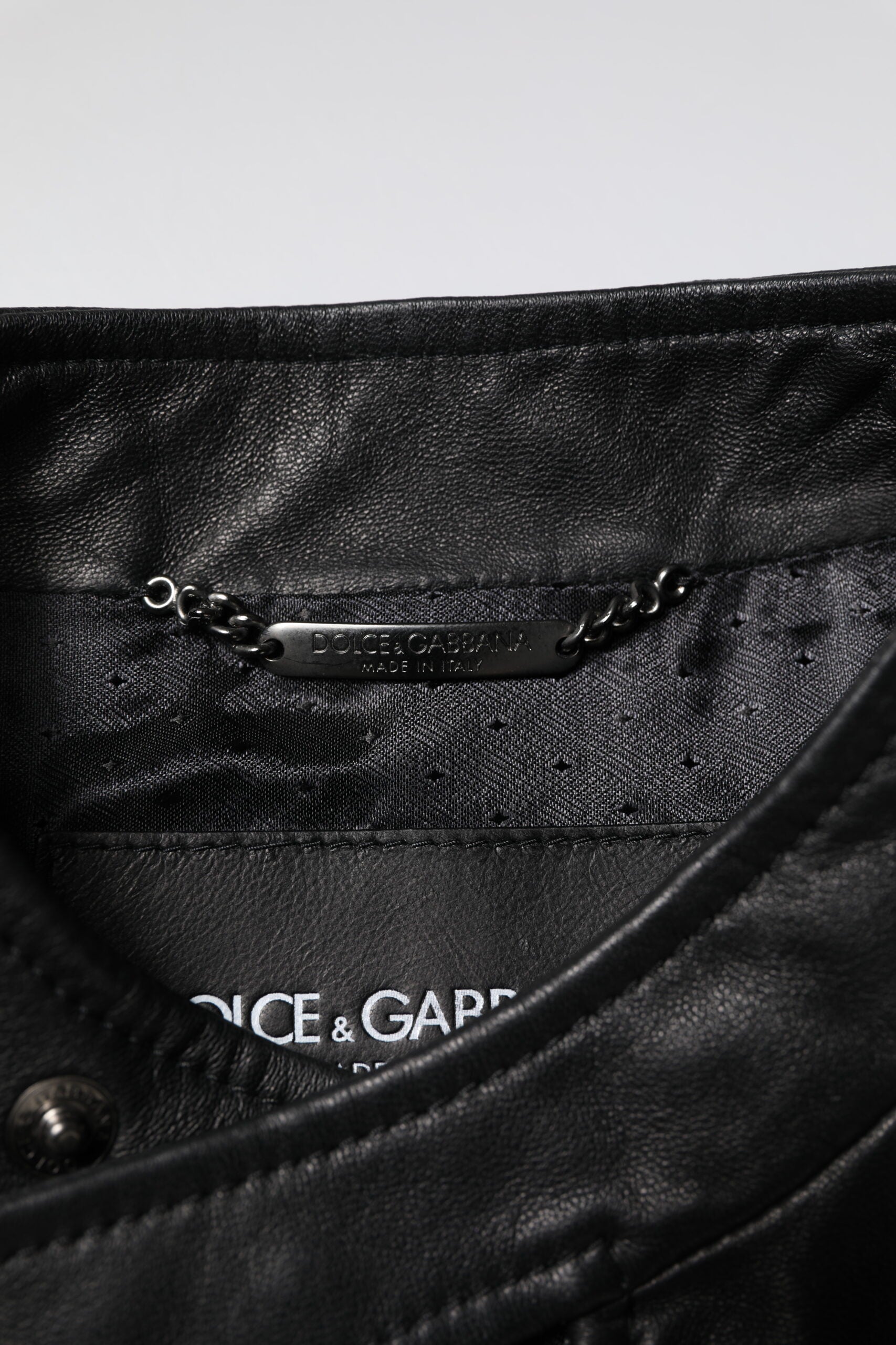 Dolce & Gabbana Black Sheep Leather Biker Full Zip Jacket - ACCEXO
