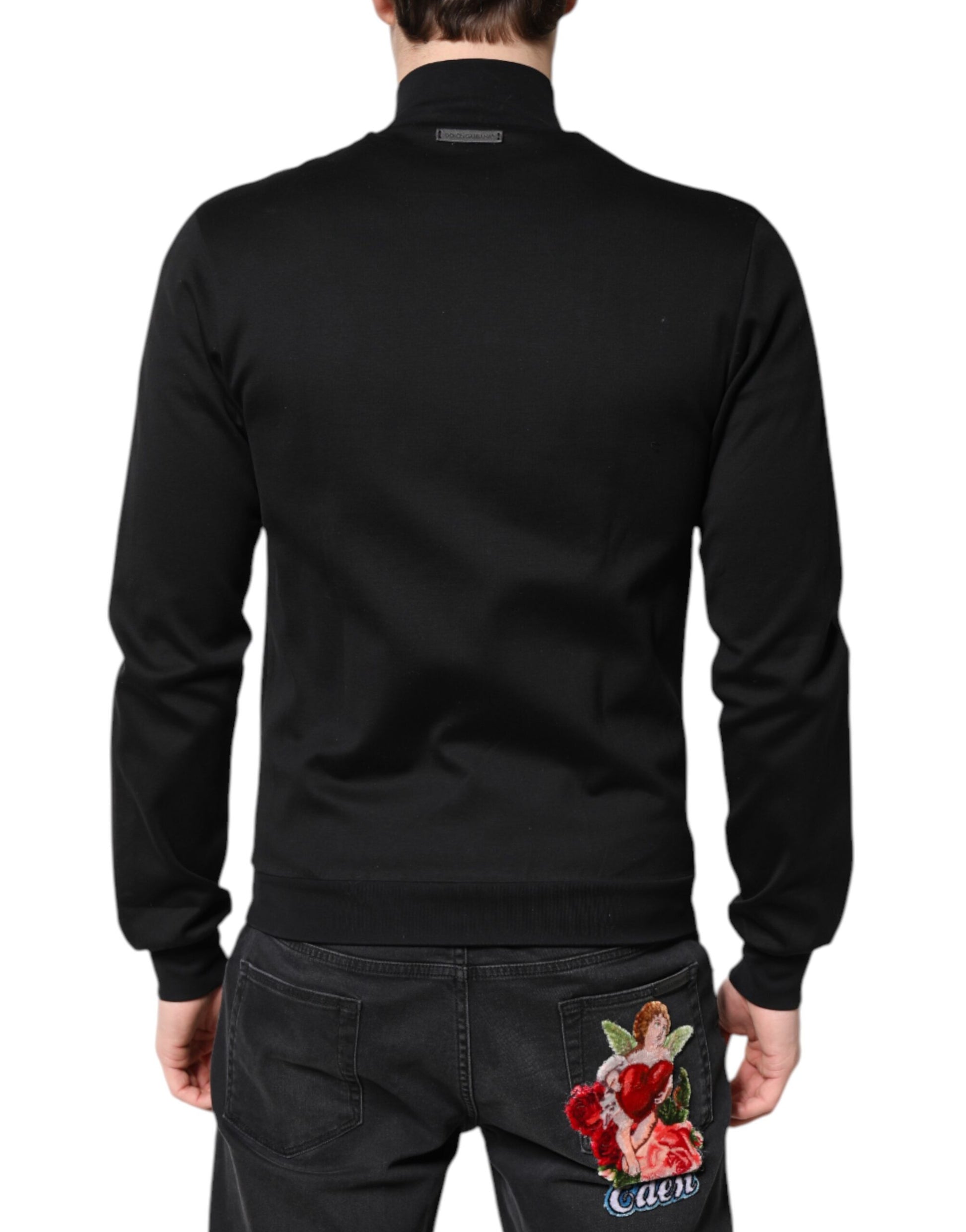 Dolce & Gabbana Black Cotton Logo Full Zip Men Bomber Jacket - ACCEXO