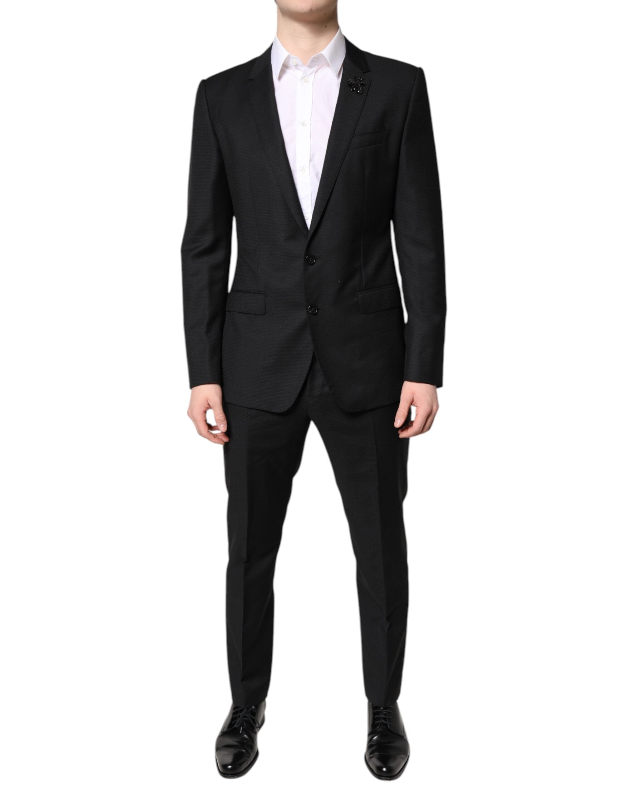 Dolce & Gabbana Black Wool Single Breasted 2 Piece Suit - ACCEXO