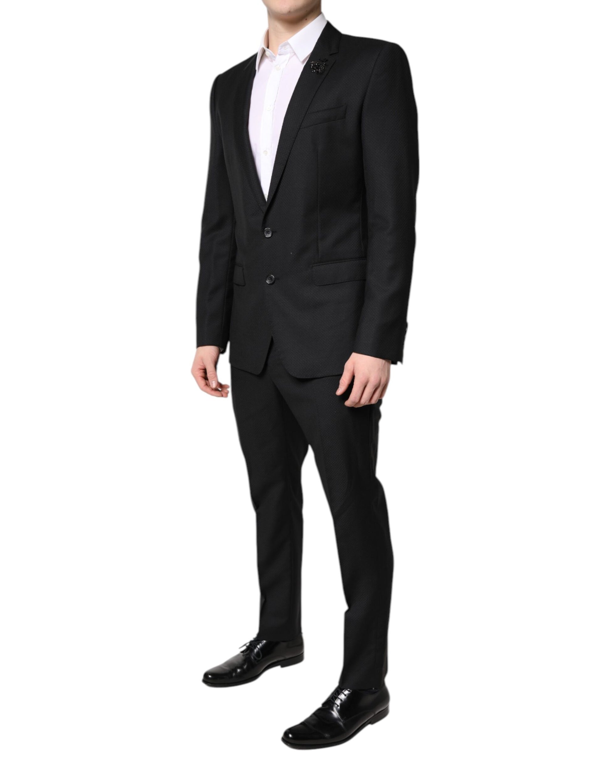 Dolce & Gabbana Black Wool Single Breasted 2 Piece Suit - ACCEXO
