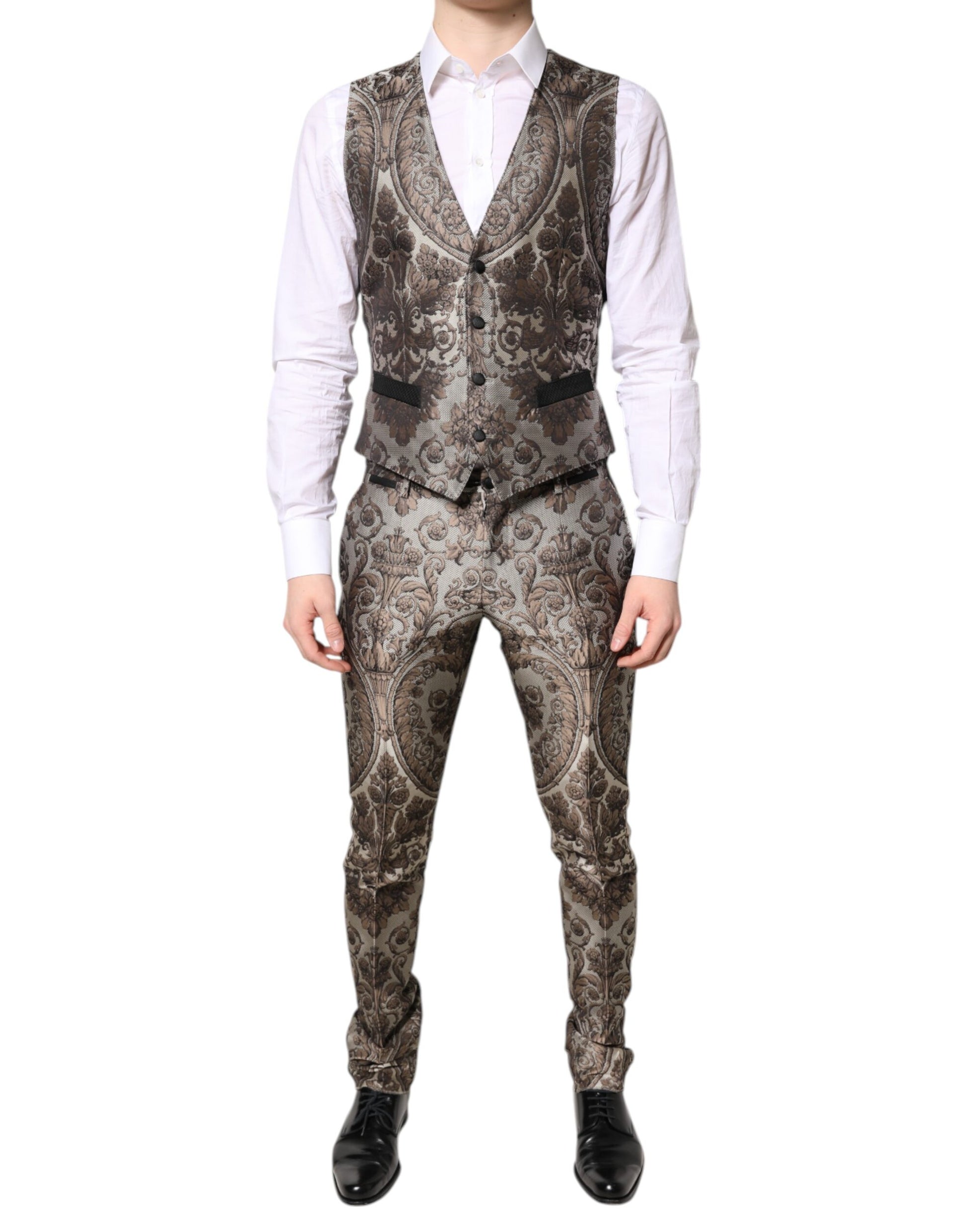 Dolce & Gabbana Multicolor Jacquard Single Breasted 3 Piece Suit - ACCEXO