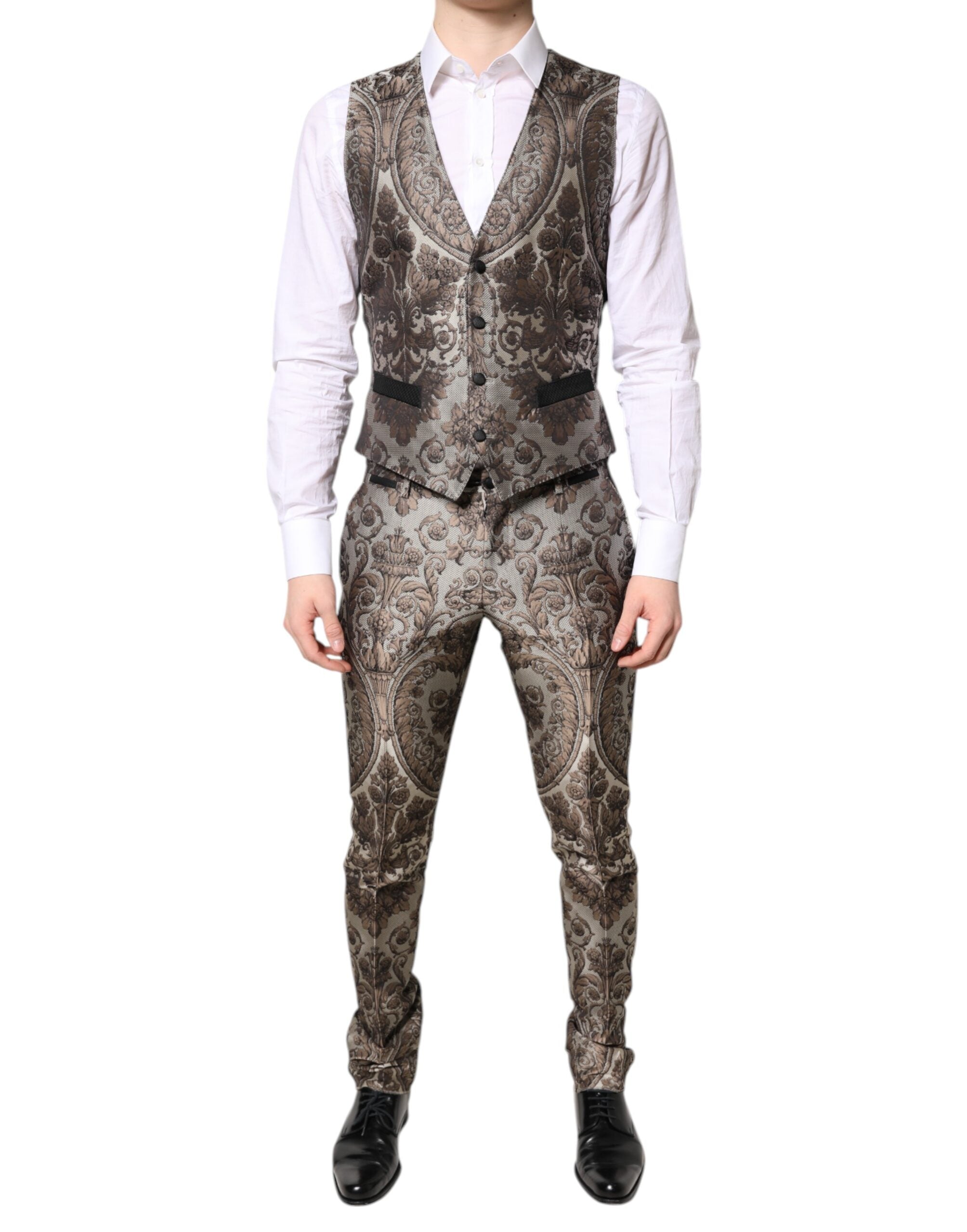 Dolce & Gabbana Multicolor Jacquard Single Breasted 3 Piece Suit - ACCEXO