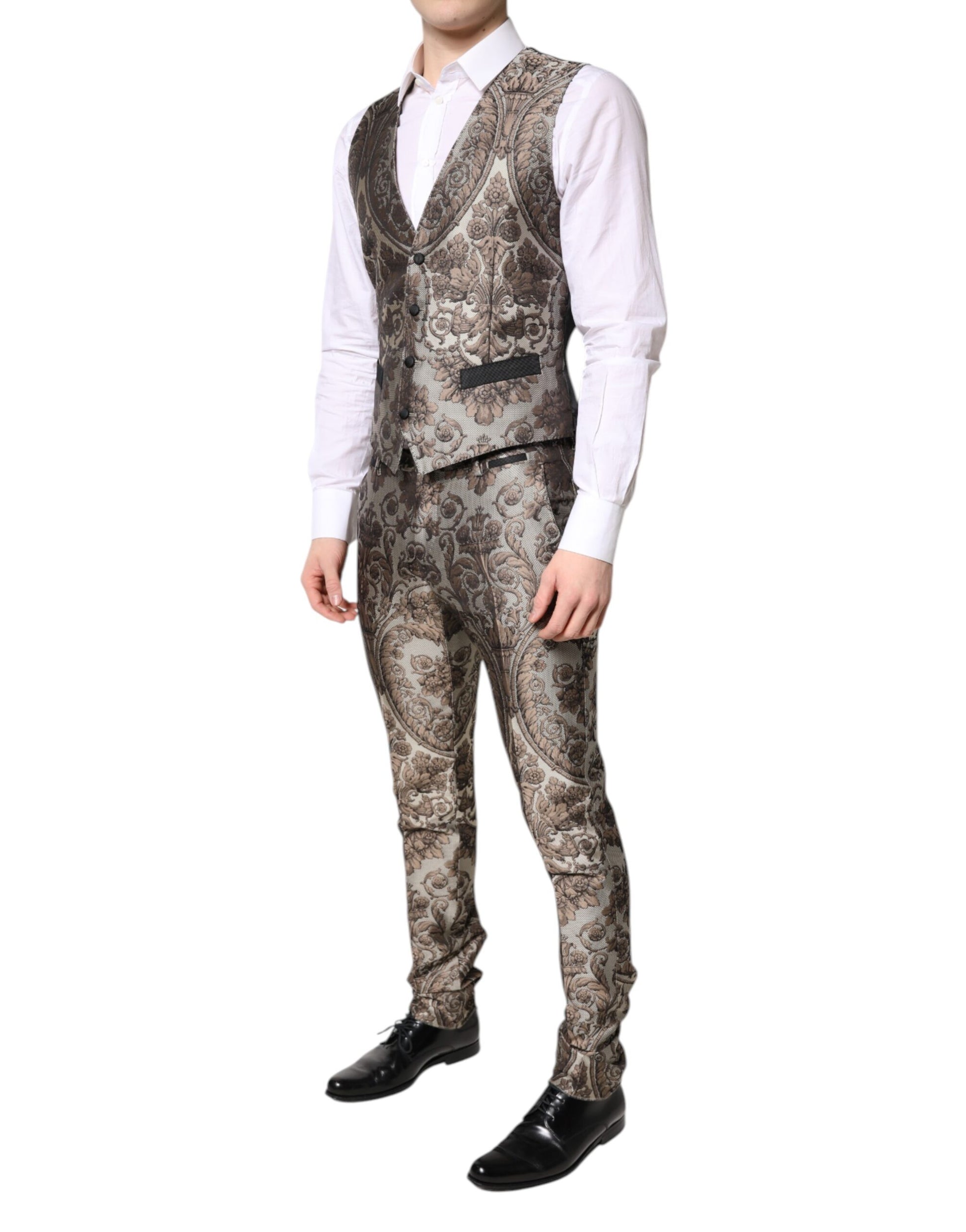 Dolce & Gabbana Multicolor Jacquard Single Breasted 3 Piece Suit - ACCEXO