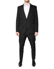 Dolce & Gabbana Black Polyester Floral Jacquard 2 Piece Suit - ACCEXO