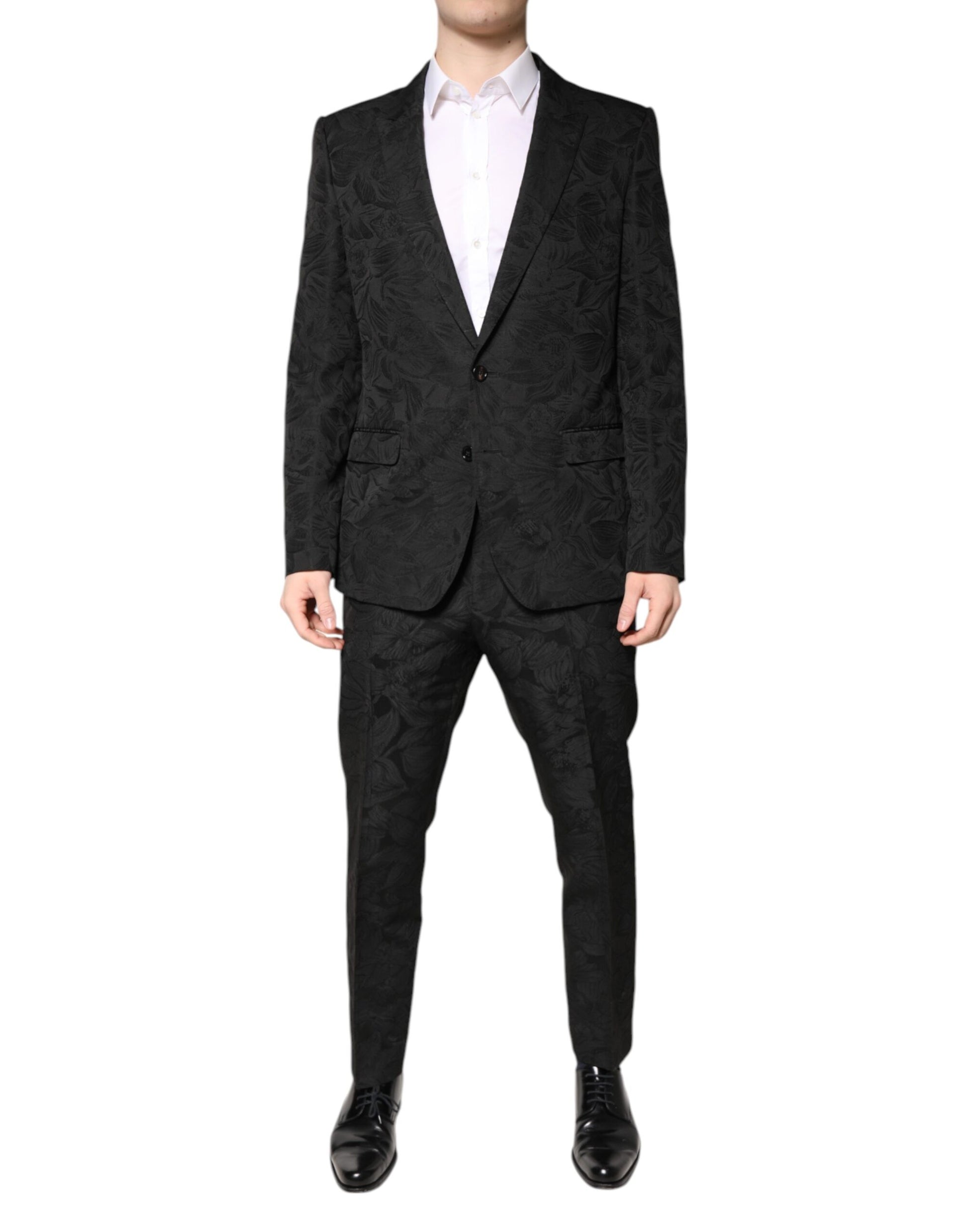 Dolce & Gabbana Black Polyester Floral Jacquard 2 Piece Suit - ACCEXO