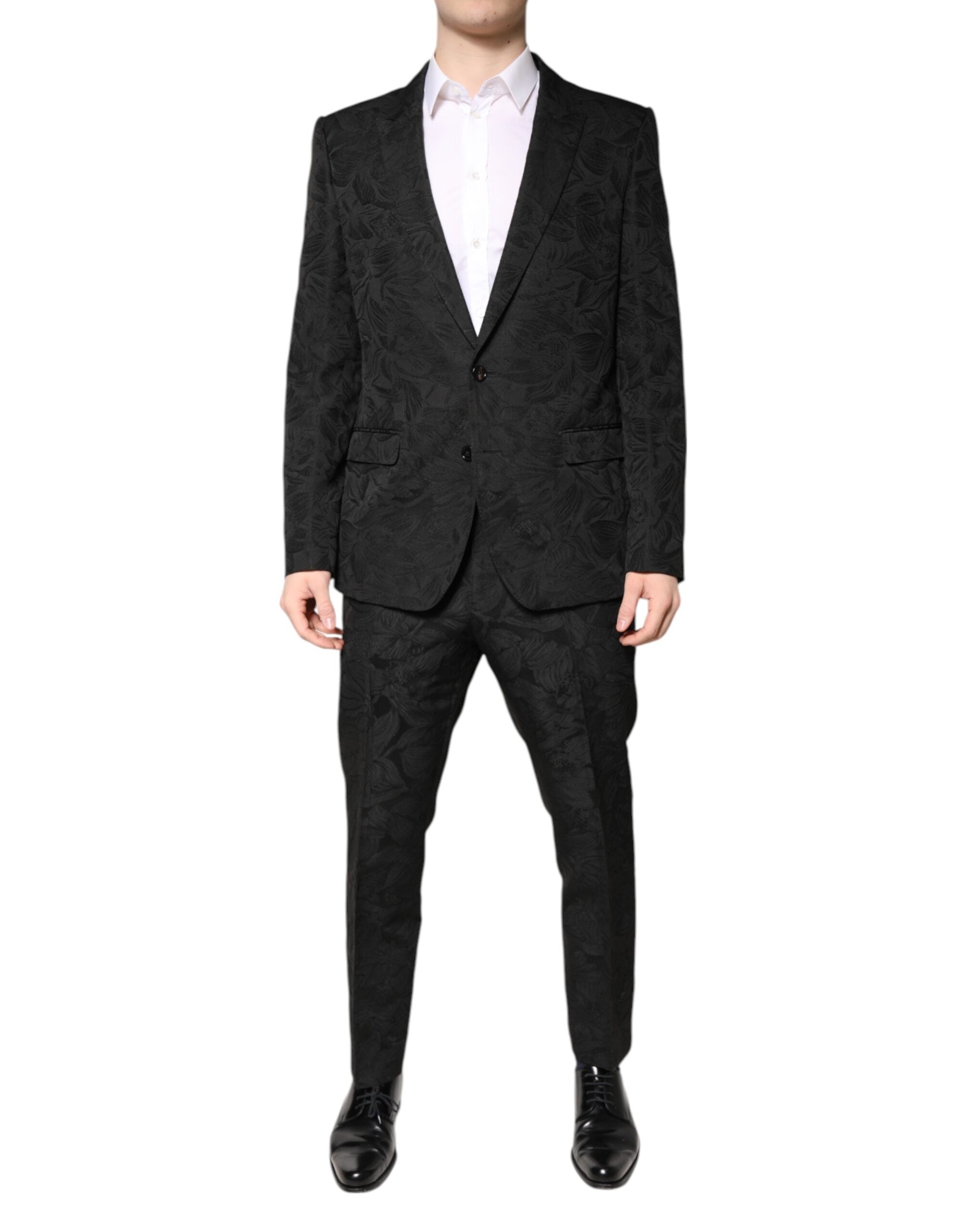 Dolce & Gabbana Black Polyester Floral Jacquard 2 Piece Suit - ACCEXO