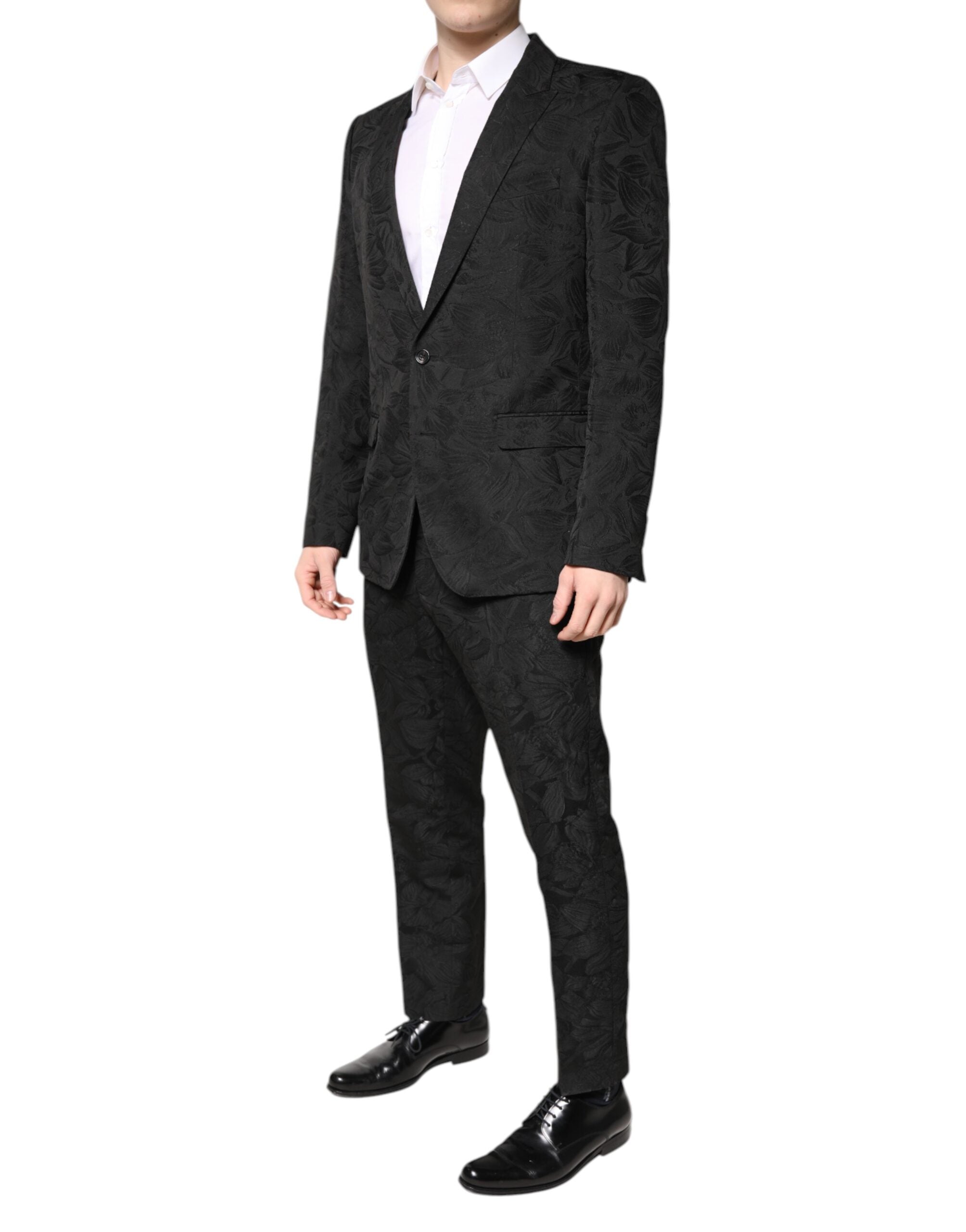 Dolce & Gabbana Black Polyester Floral Jacquard 2 Piece Suit - ACCEXO