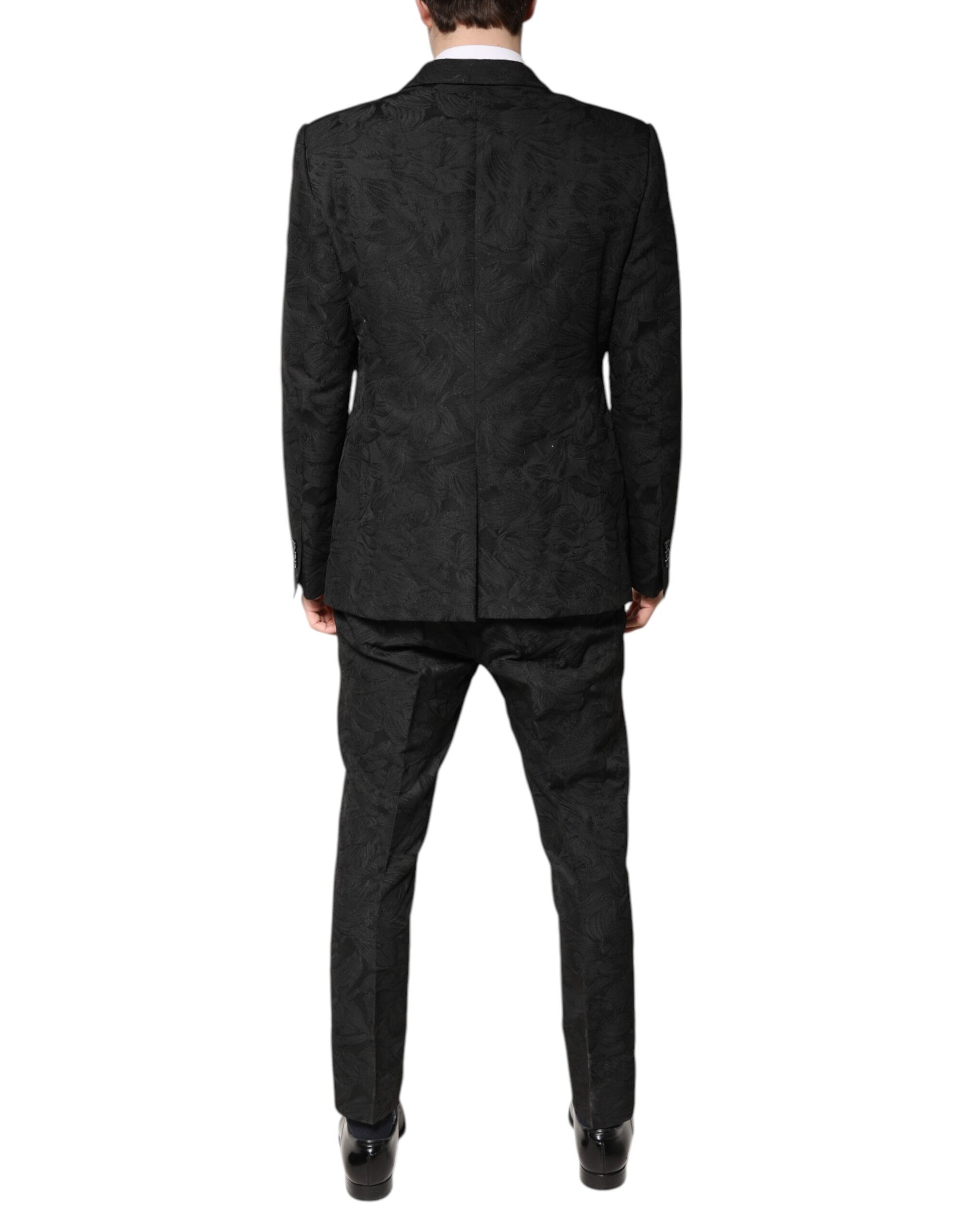 Dolce & Gabbana Black Polyester Floral Jacquard 2 Piece Suit - ACCEXO