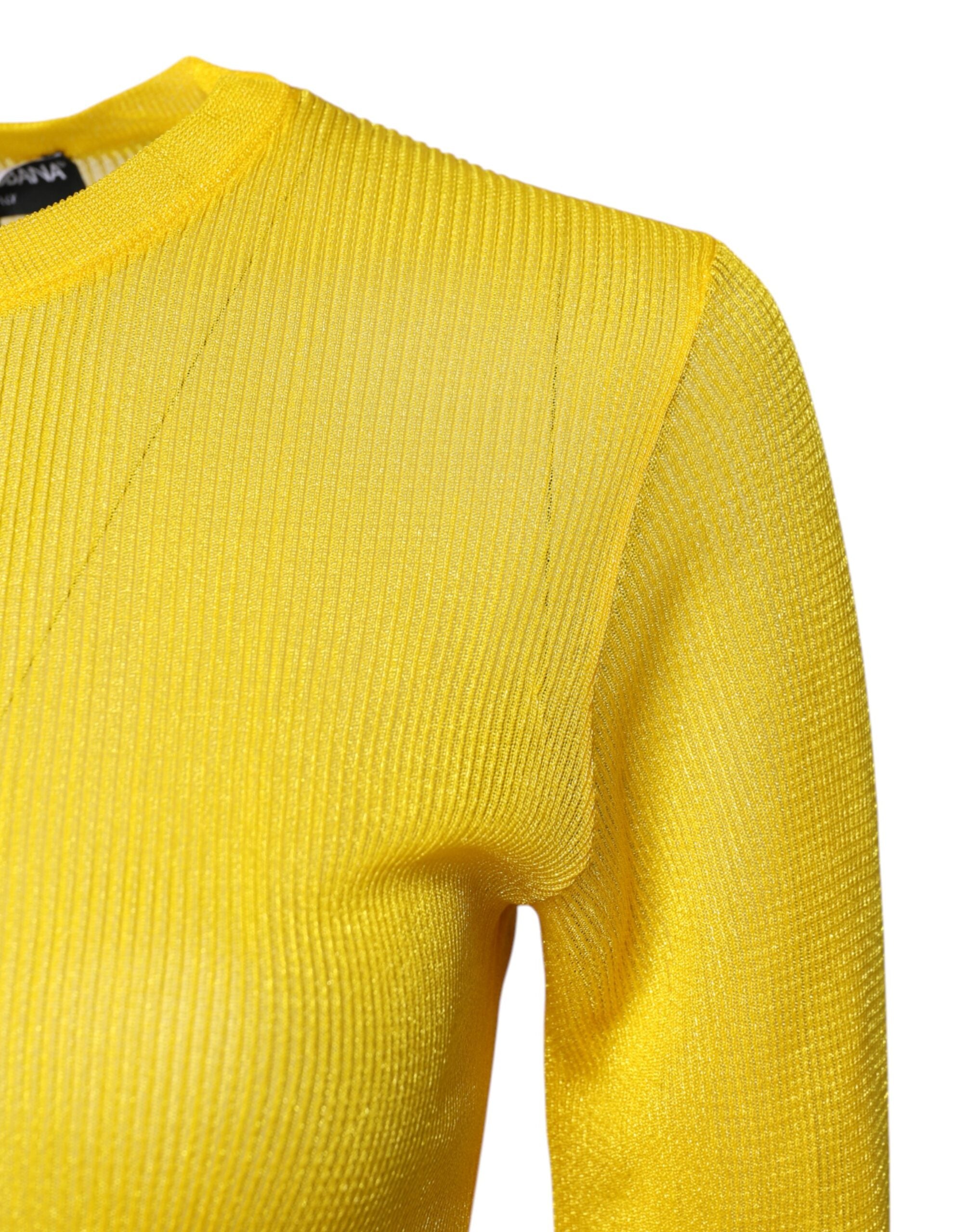 Dolce & Gabbana Yellow Polyester Women Pullover Top Sweater - ACCEXO