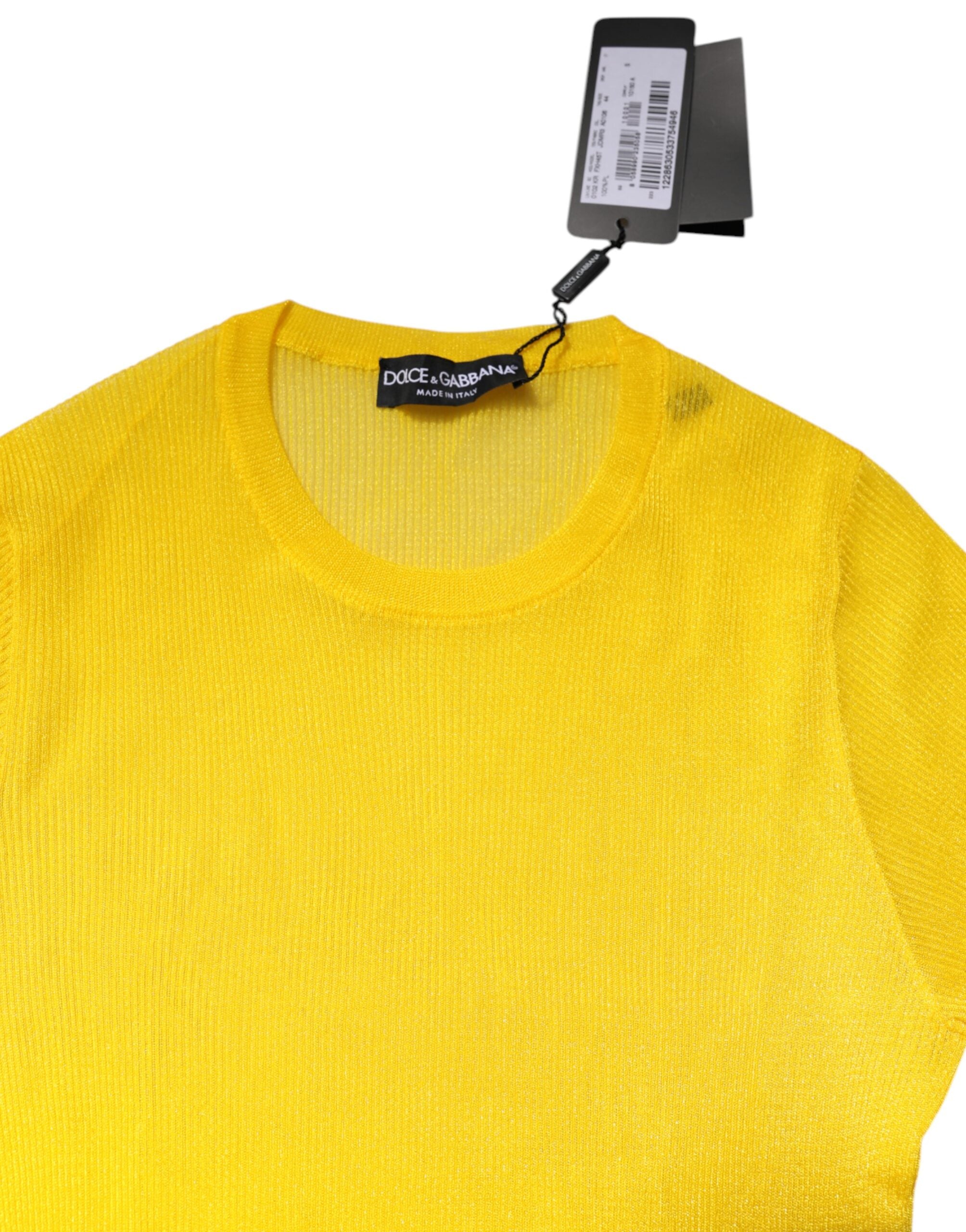 Dolce & Gabbana Yellow Polyester Women Pullover Top Sweater - ACCEXO