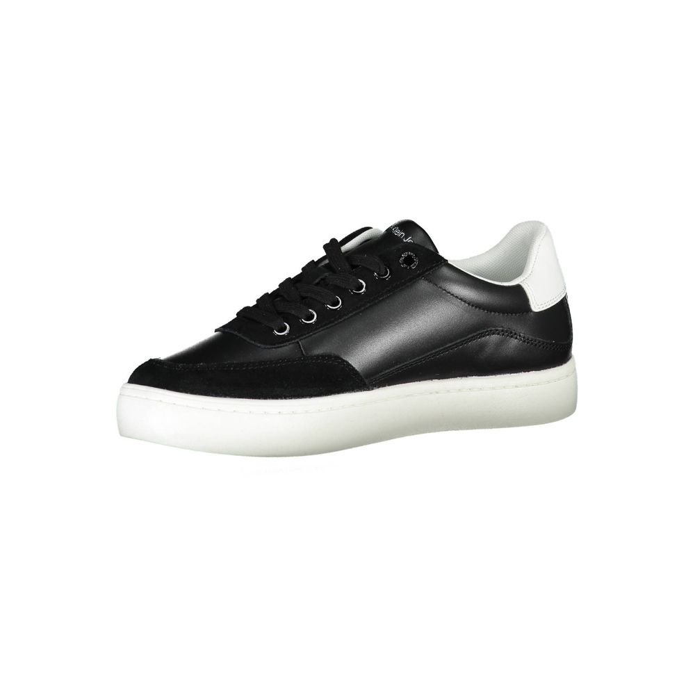 Calvin Klein Sleek Black Lace-Up Sneakers With Contrast Details - ACCEXO