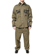 Dolce & Gabbana Brown Cotton Stretch Shirt Pants Casual Set - ACCEXO