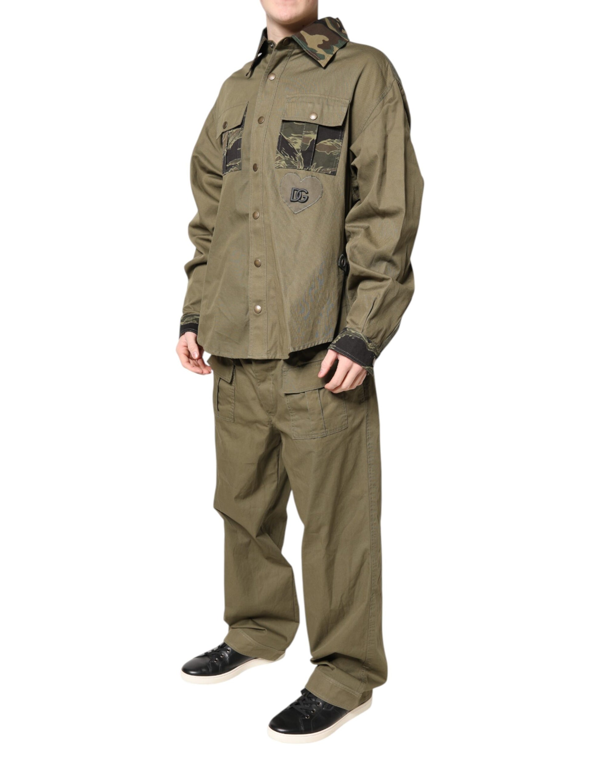 Dolce & Gabbana Brown Cotton Stretch Shirt Pants Casual Set - ACCEXO
