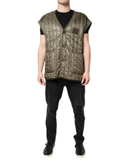 Dolce & Gabbana Brown Logo Plaque Quilted Vest Jacket - ACCEXO