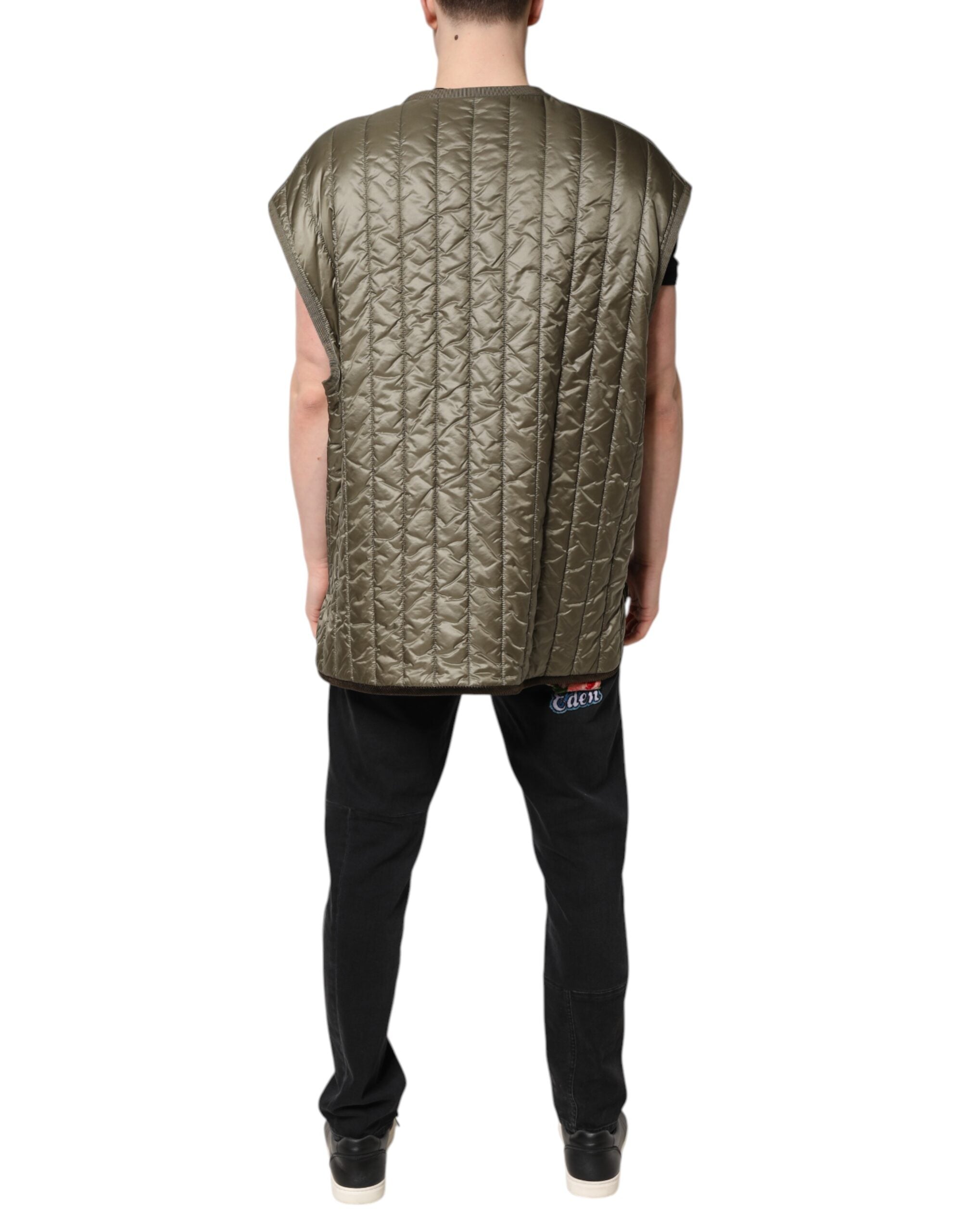 Dolce & Gabbana Brown Logo Plaque Quilted Vest Jacket - ACCEXO