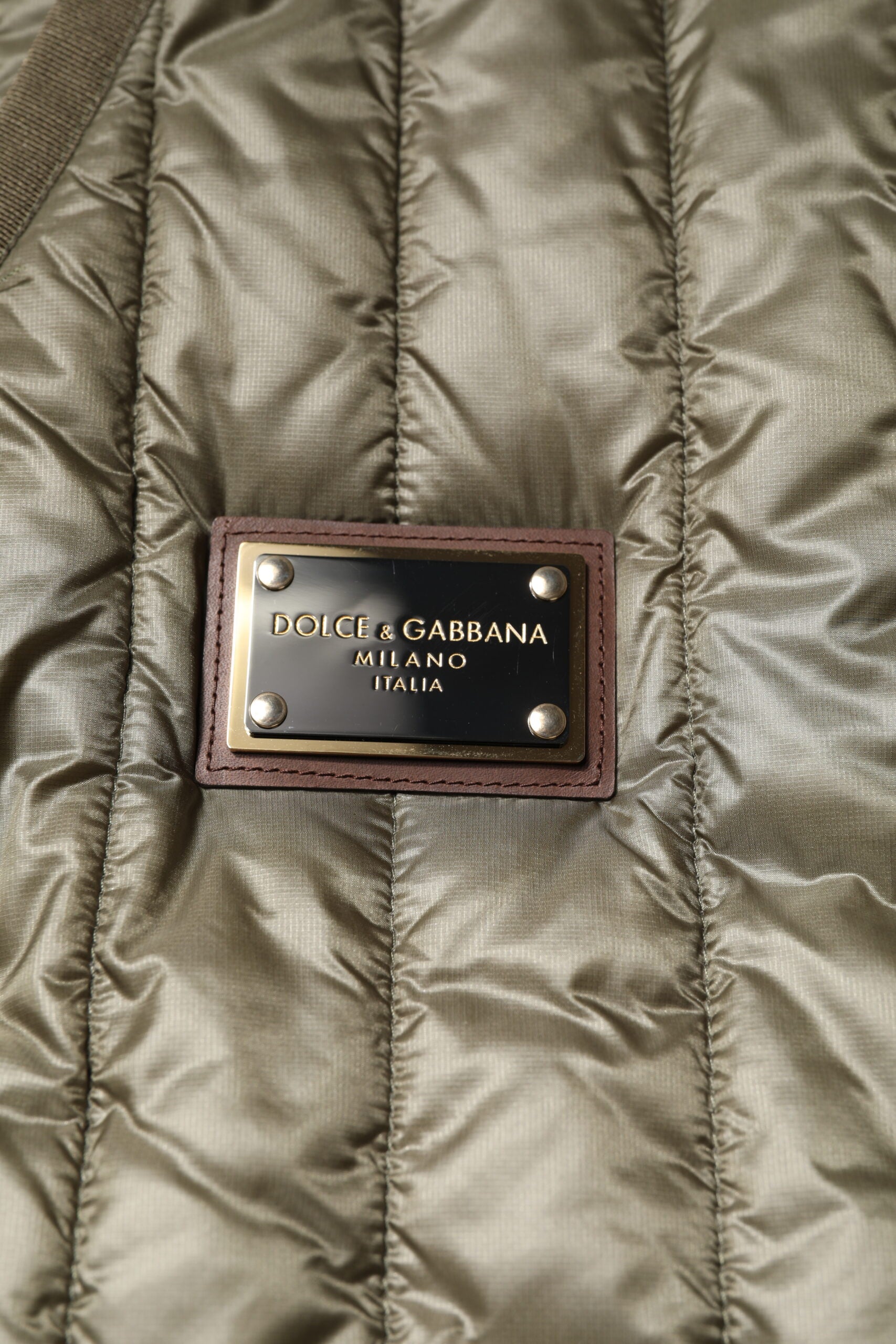 Dolce & Gabbana Brown Logo Plaque Quilted Vest Jacket - ACCEXO