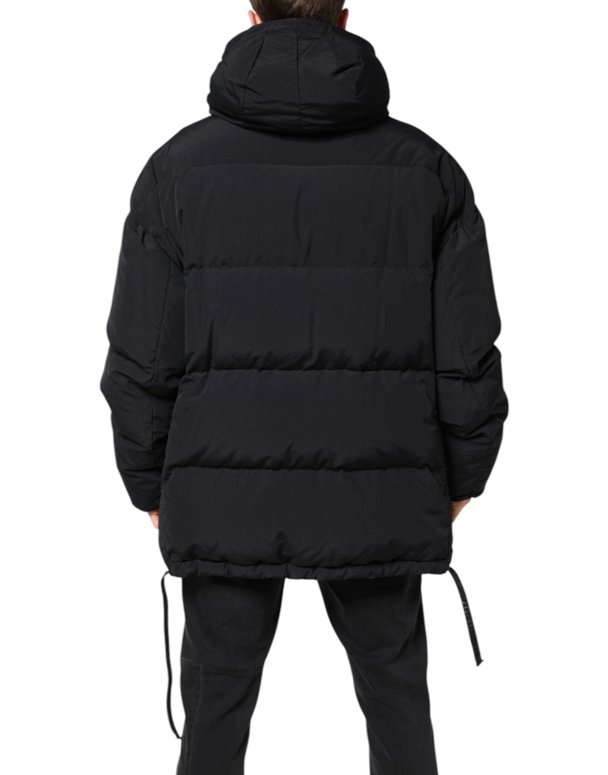 Dolce & Gabbana Black Nylon Full Zip Hooded Parka Jacket - ACCEXO