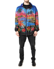 Dolce & Gabbana Multicolor Print Hooded Windbreaker Jacket - ACCEXO