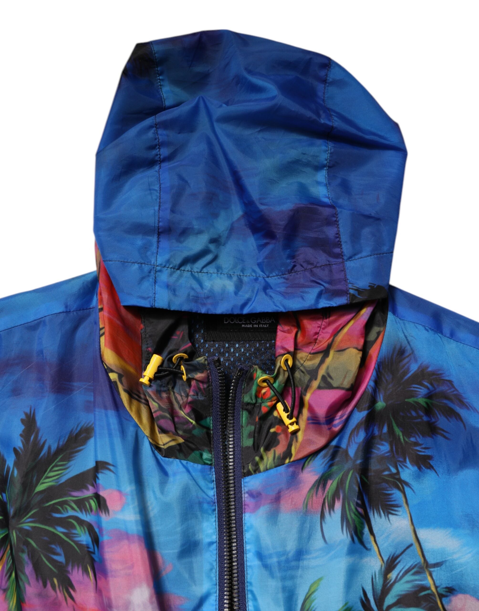 Dolce & Gabbana Multicolor Print Hooded Windbreaker Jacket - ACCEXO