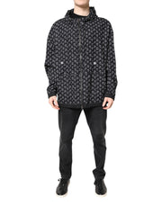 Dolce & Gabbana Black Heart Print Hooded Windbreaker Jacket - ACCEXO
